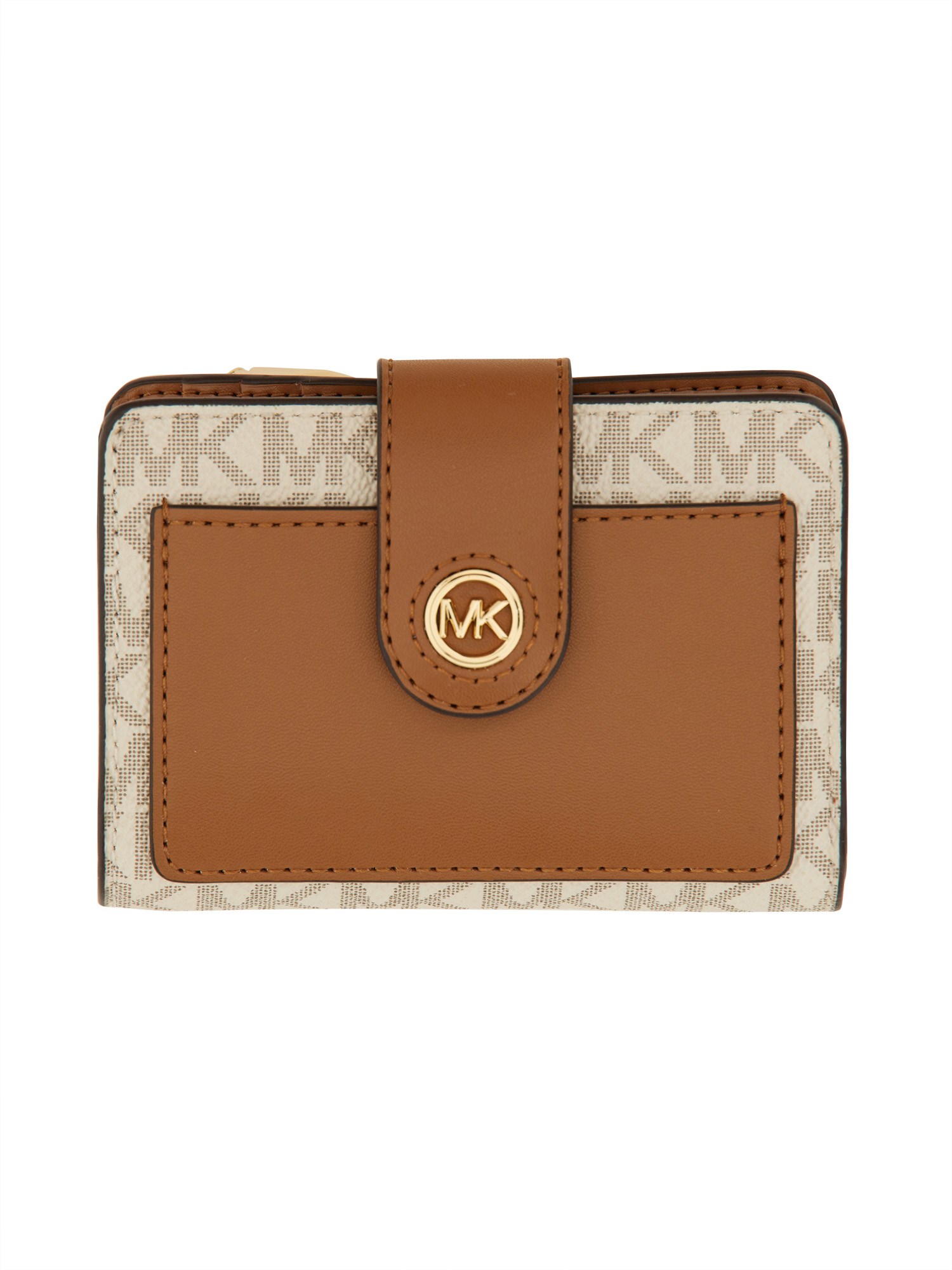 Shop Michael Michael Kors Wallet With Logo In Beige