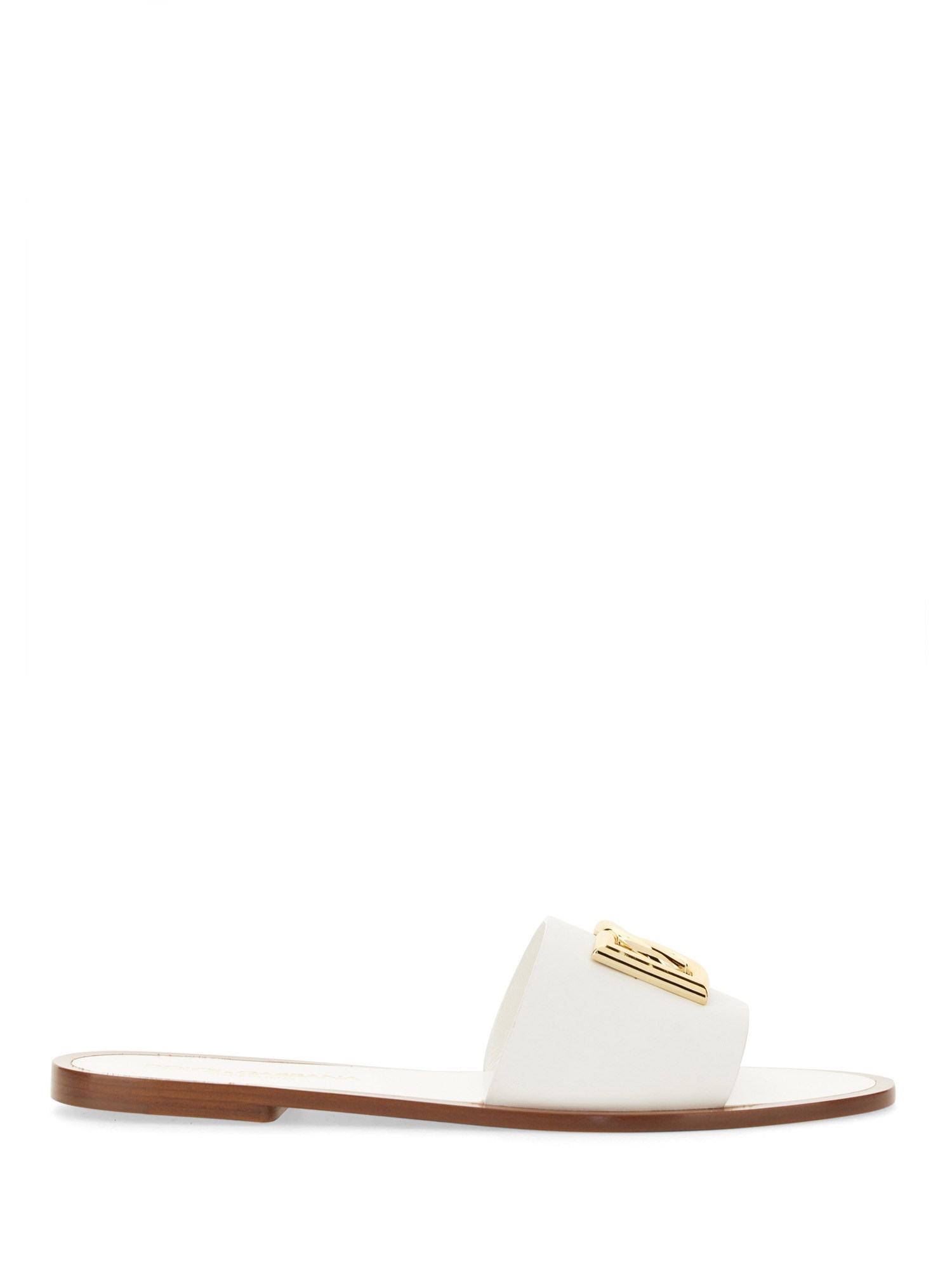 Shop Dolce & Gabbana Slide Sandal With Logo In White