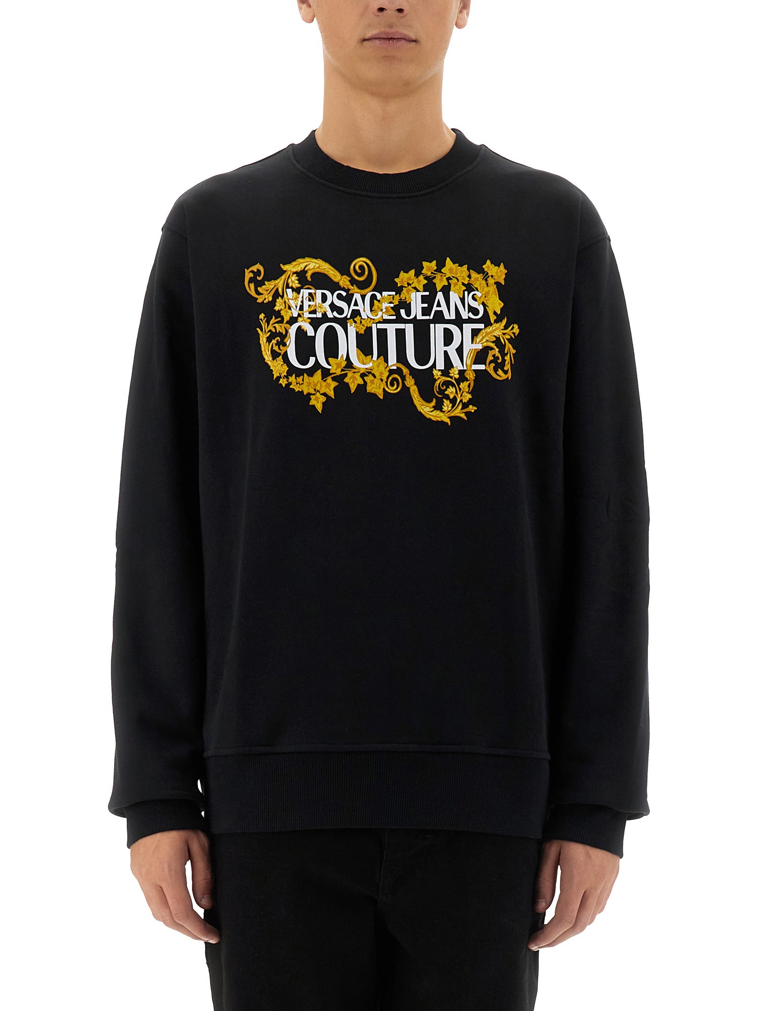 Shop Versace Jeans Couture Sweatshirt With Logo In Black