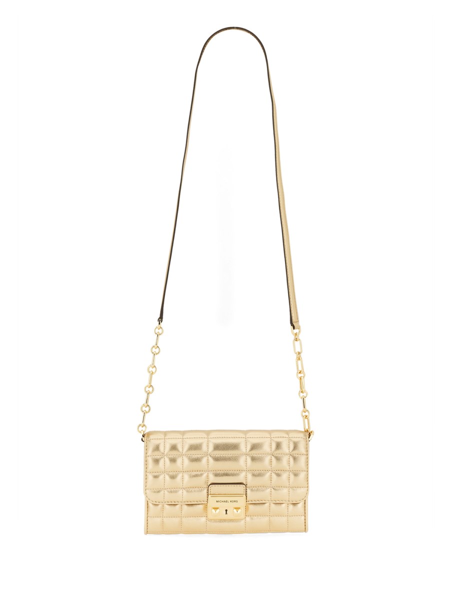 MICHAEL BY MICHAEL KORS BORSA A TRACOLLA TRIBECA LARGE CONVERTIBILE IN PELLE METALLIZZATA