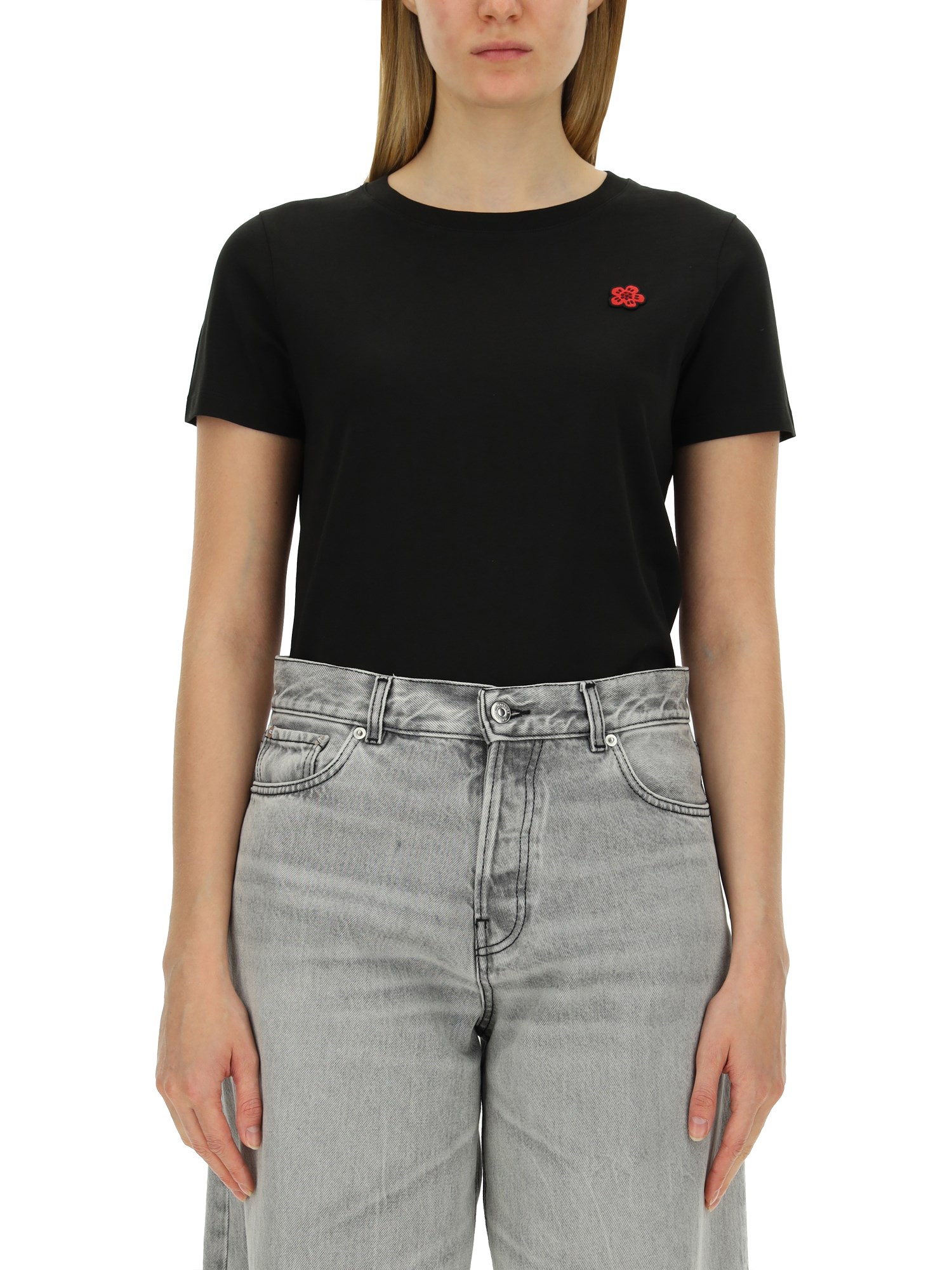 Shop Kenzo T-shirt With Logo Patch In Black