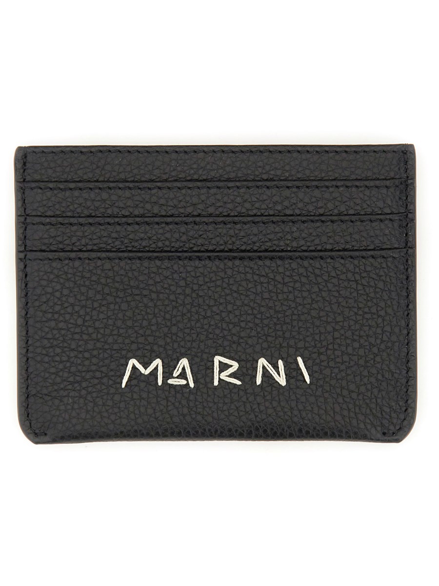 MARNI PORTACARTE IN PELLE CON RAMMENDO LOGO