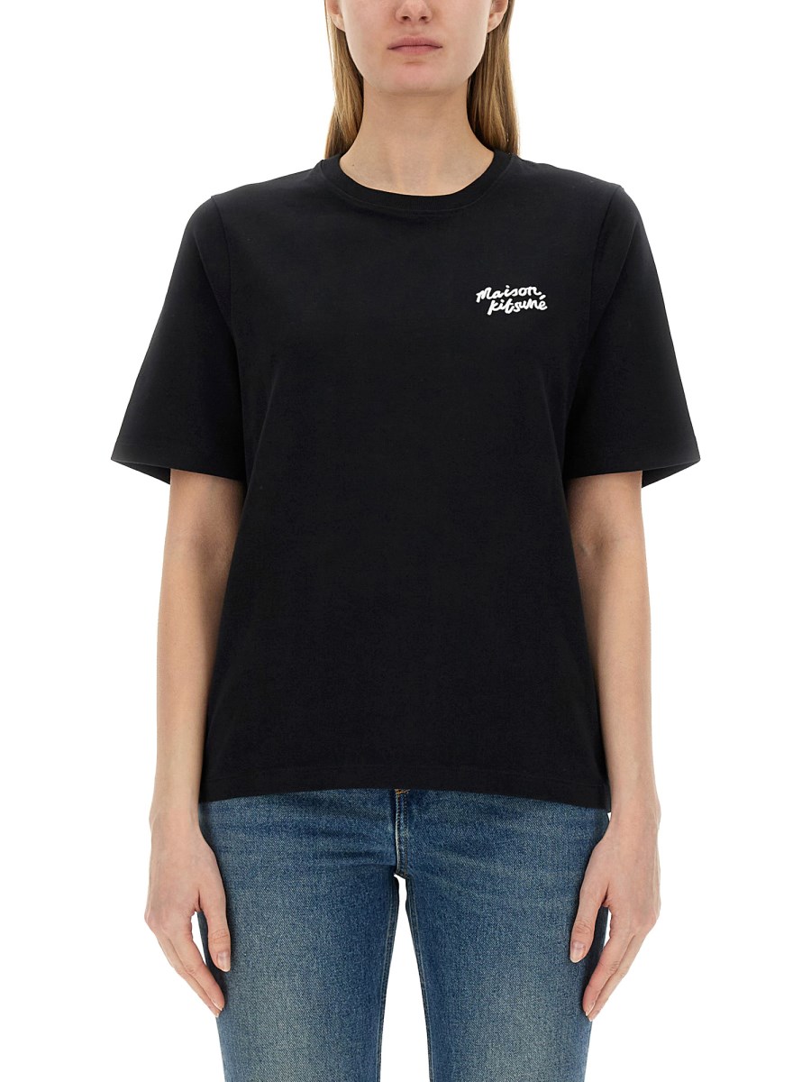 MAISON KITSUNÉ T-SHIRT IN JERSEY DI COTONE CON LOGO