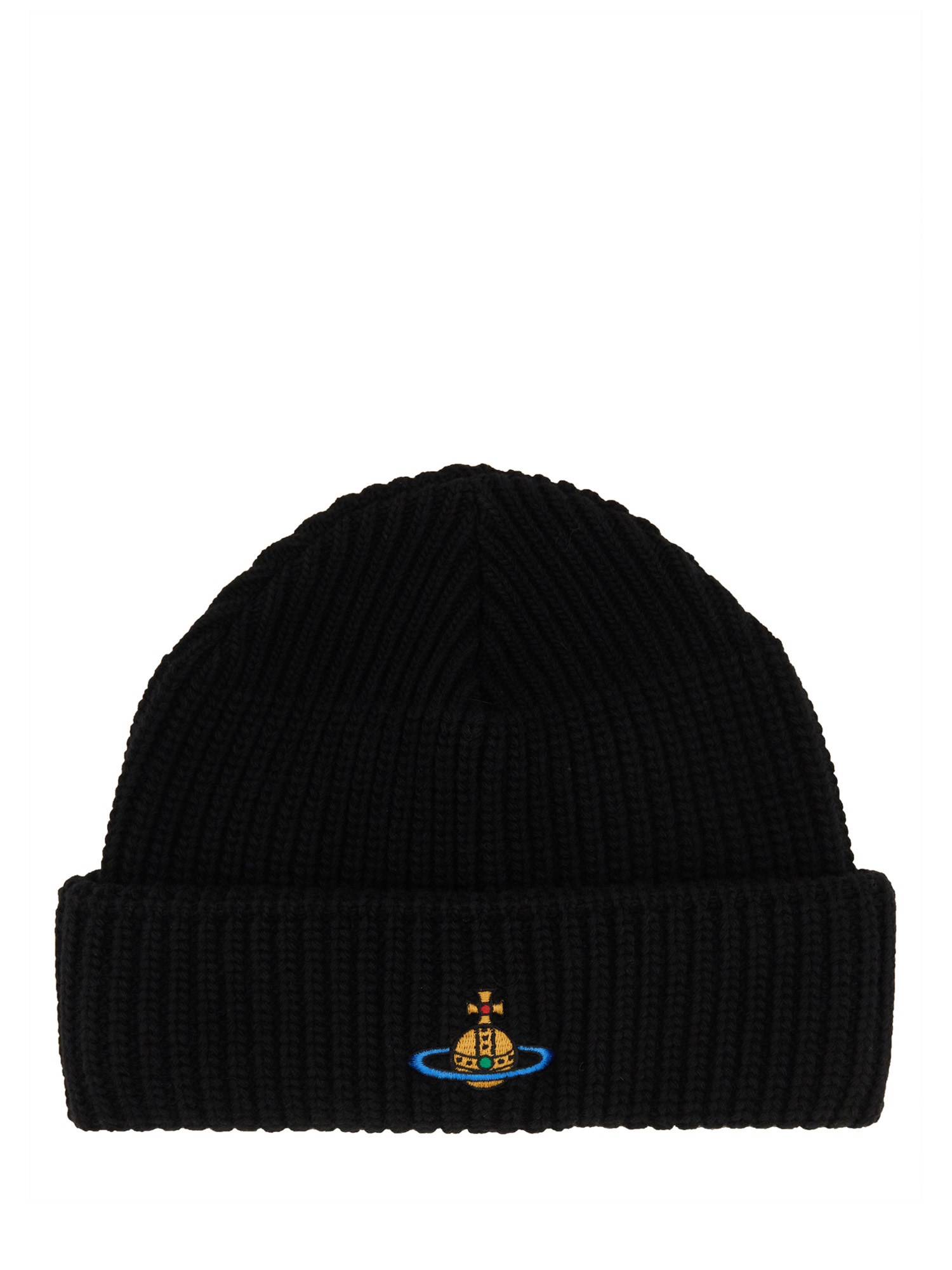 Vivienne Westwood Beanie Hat With Logo In Black