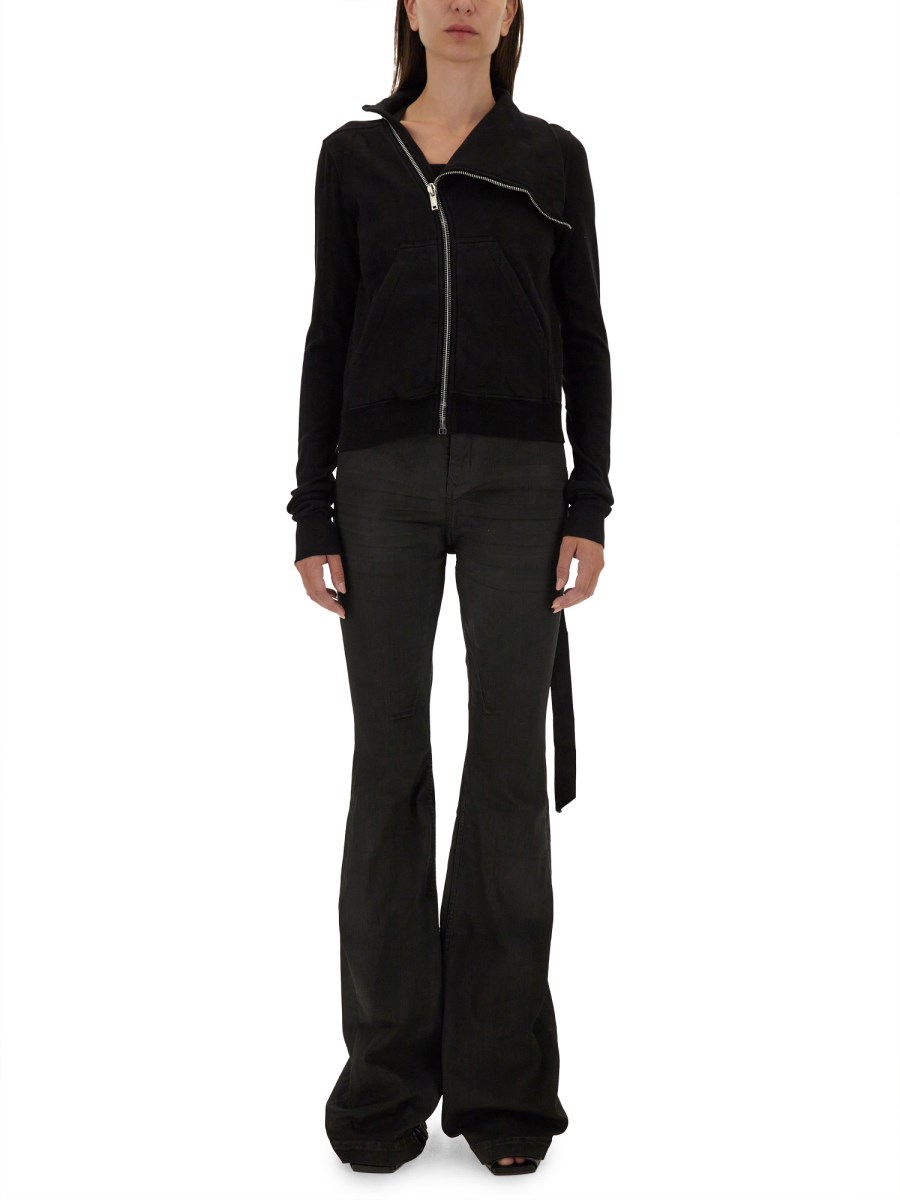 RICK OWENS DRKSHDW FELPA CON ZIP IN COTONE