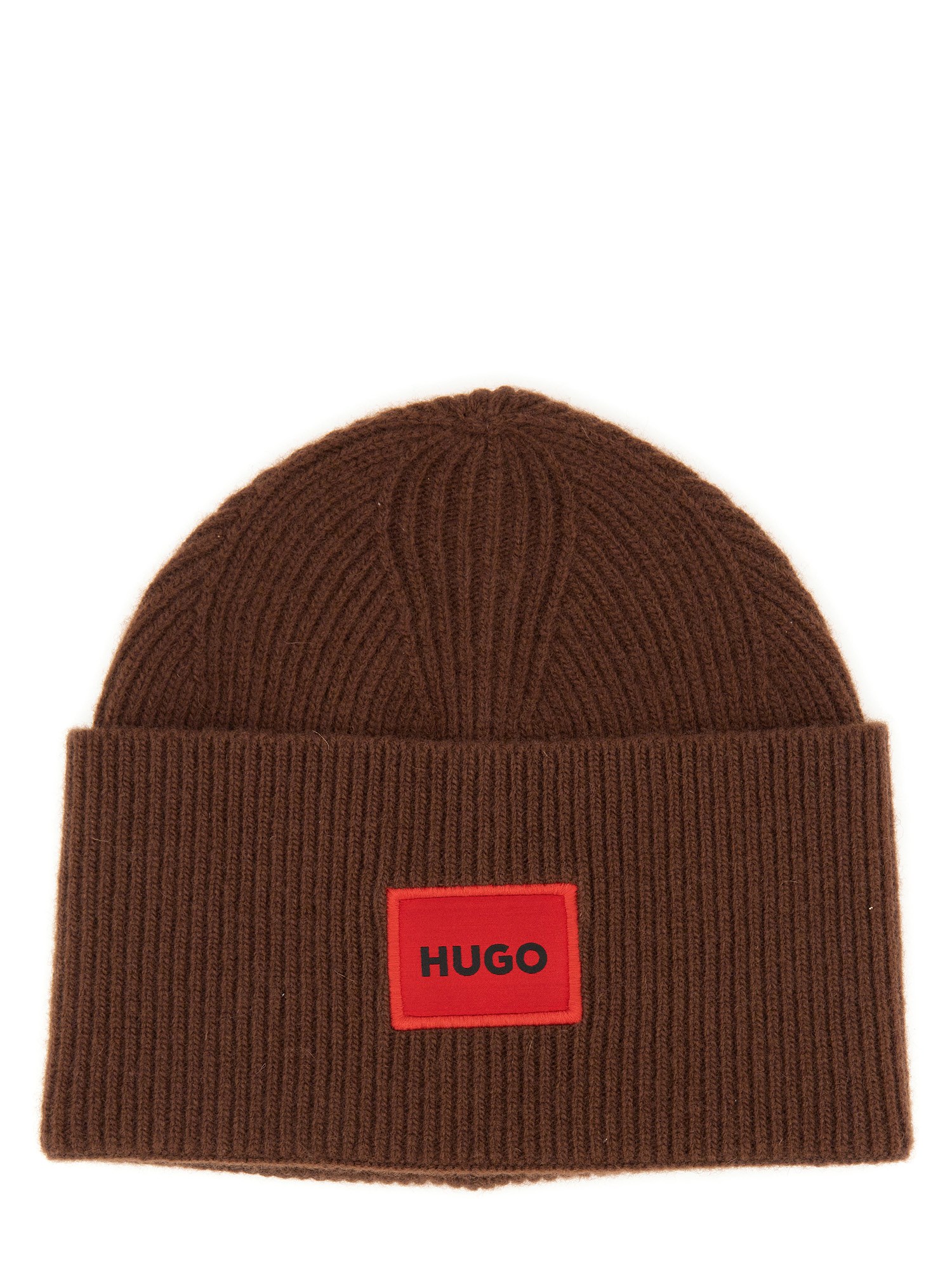 Shop Hugo Beanie Hat With Logo In Brown