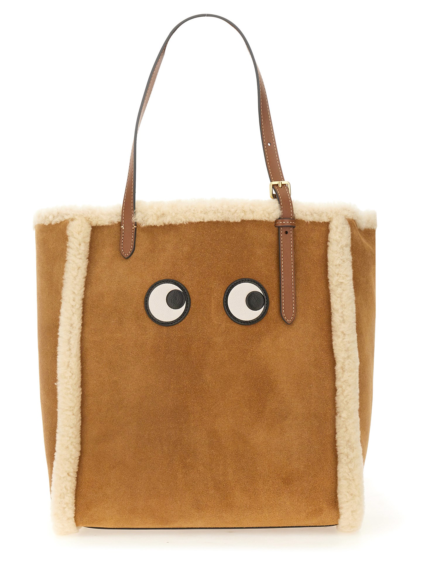 Shop Anya Hindmarch "eyes" Tote Bag In Beige