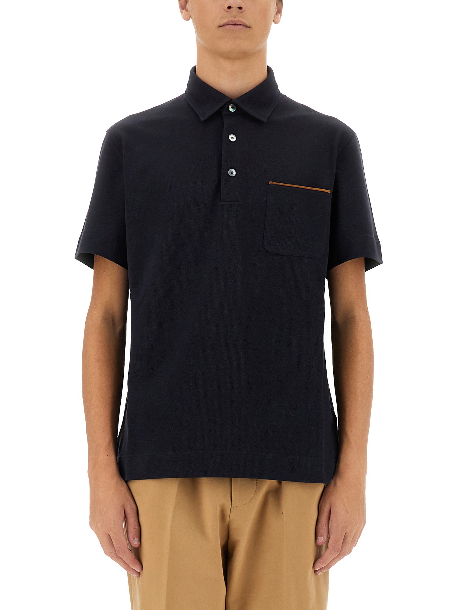 Shop Zegna Cotton Polo In Blue