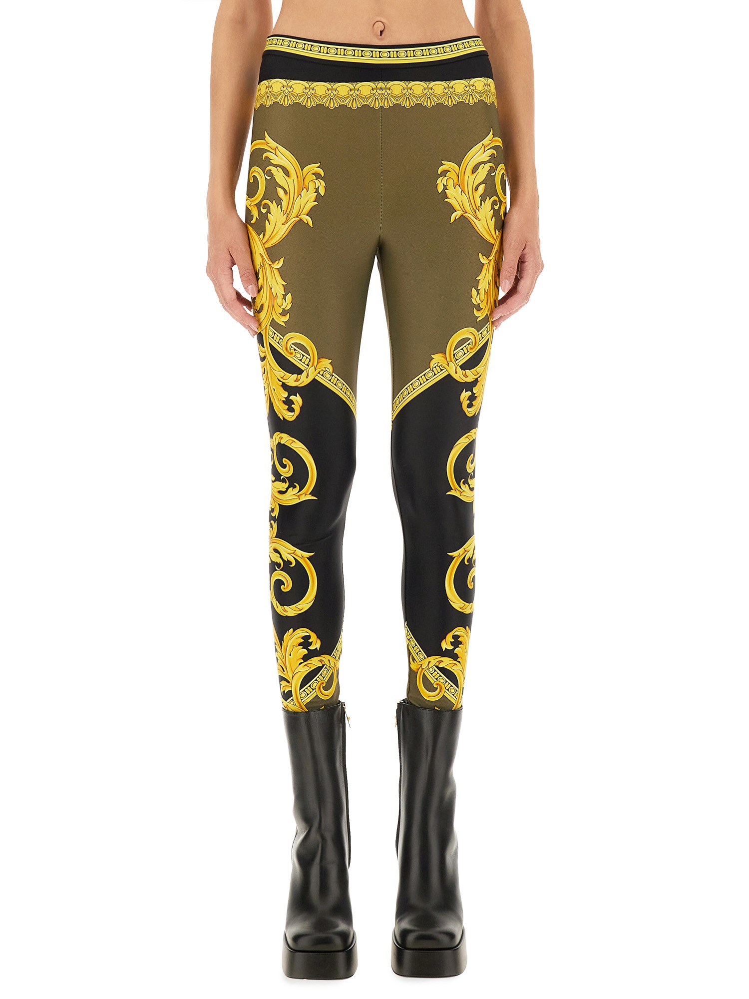 Shop Versace Leggings La Coupe Des Dieux In Multicolour