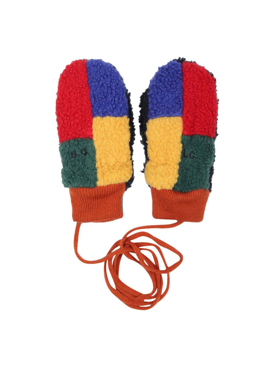 baby color block sheepskin mittens