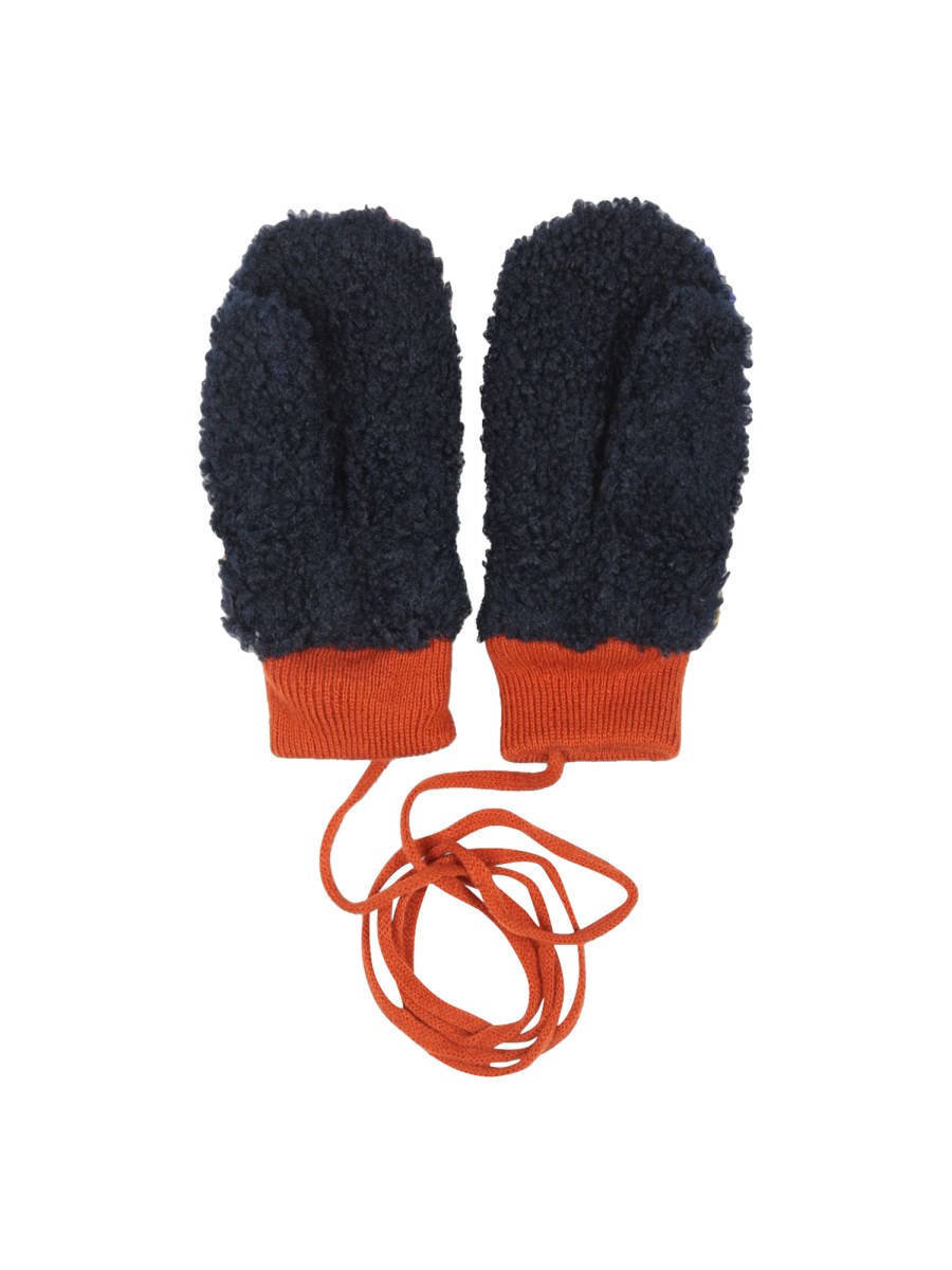 baby color block sheepskin mittens