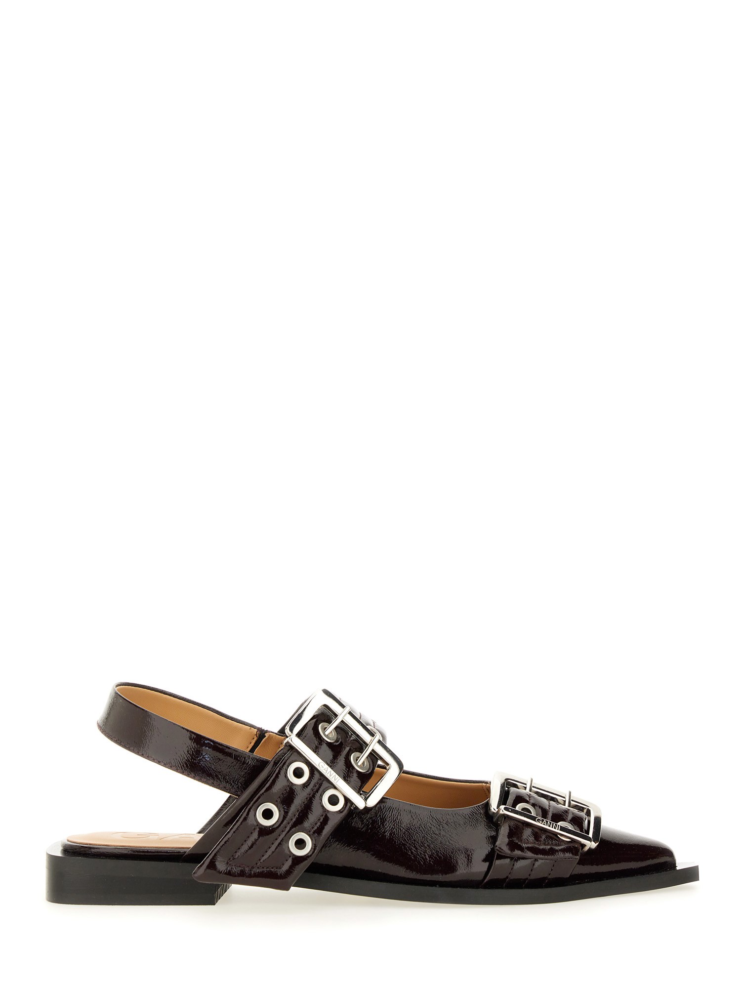 Shop Ganni Ballerina With Buckle In Black