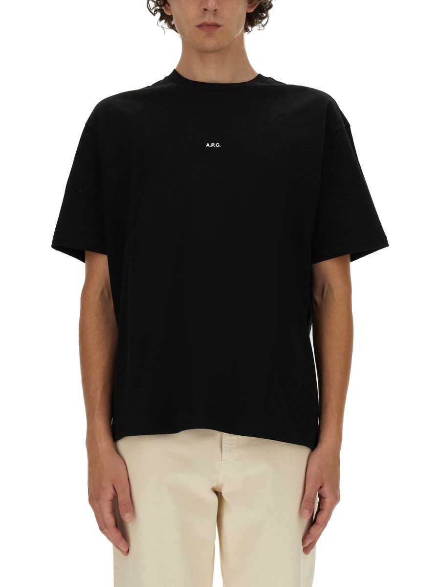 A.P.C. T-SHIRT IN JERSEY DI COTONE CON STAMPA MICRO LOGO