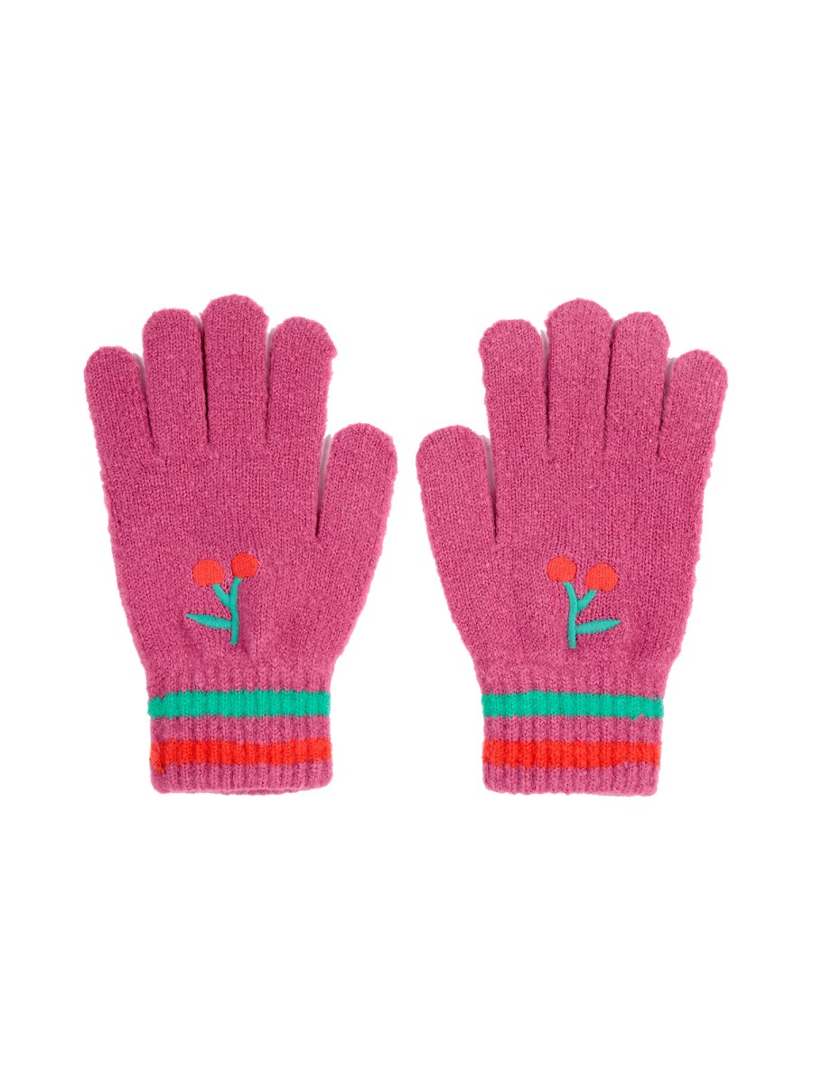 cherry knitted gloves