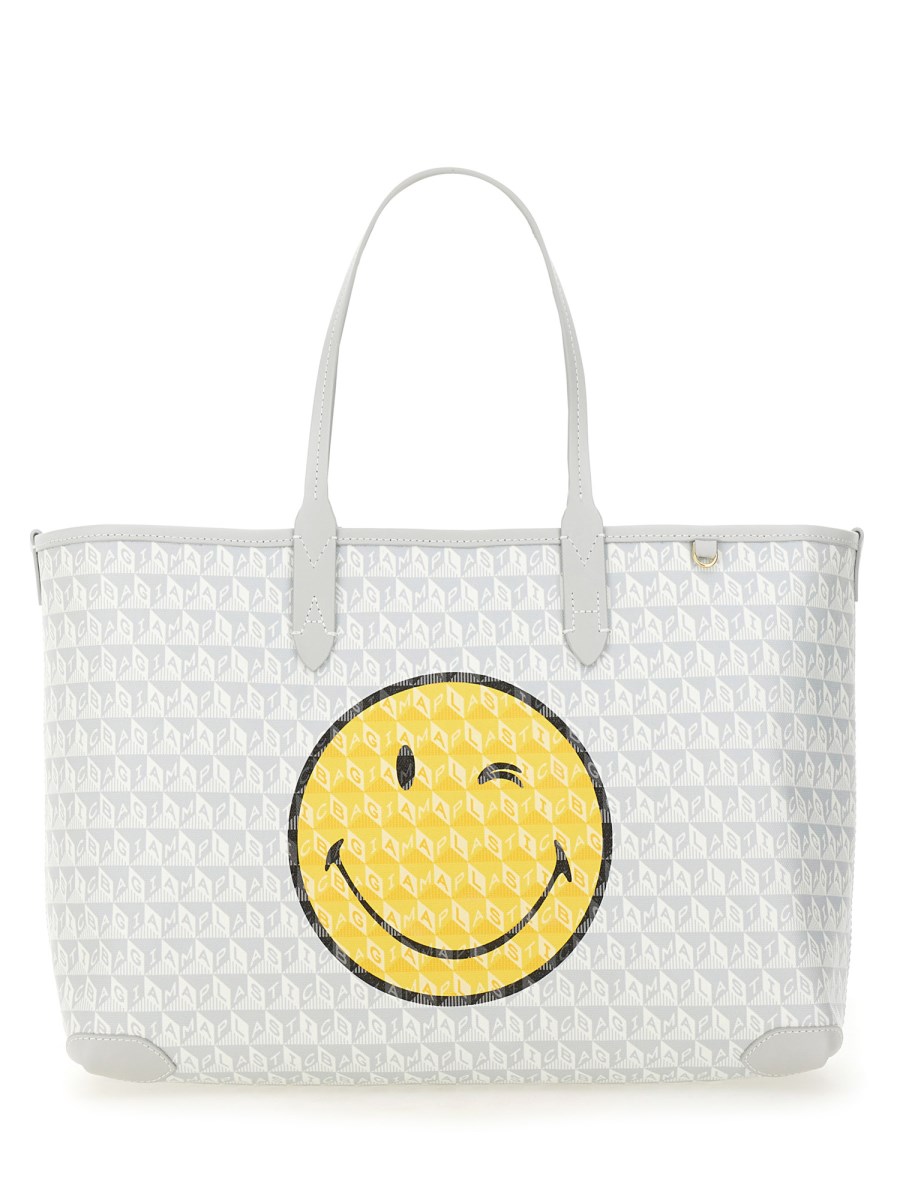 ANYA HINDMARCH BORSA TOTE "I AM A PLASTIC BAG WINK" SMALL CON ZIP