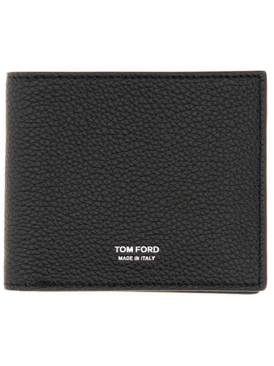 TOM FORD PORTAFOGLIO BIFOLD T LINE IN PELLE MARTELLATA