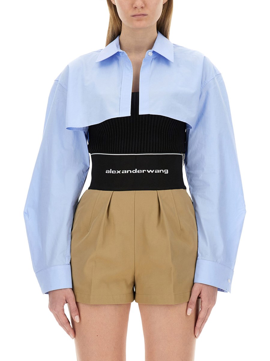 ALEXANDER WANG TWIN-SET CON CANOTTA CORTA IN JERSEY DI COTONE