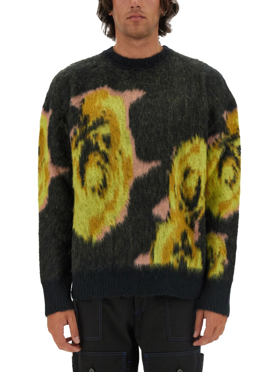 MSGM MAGLIA IN MISTO LANA MOHAIR "UNDERGROUND PIXELLED ROSES"