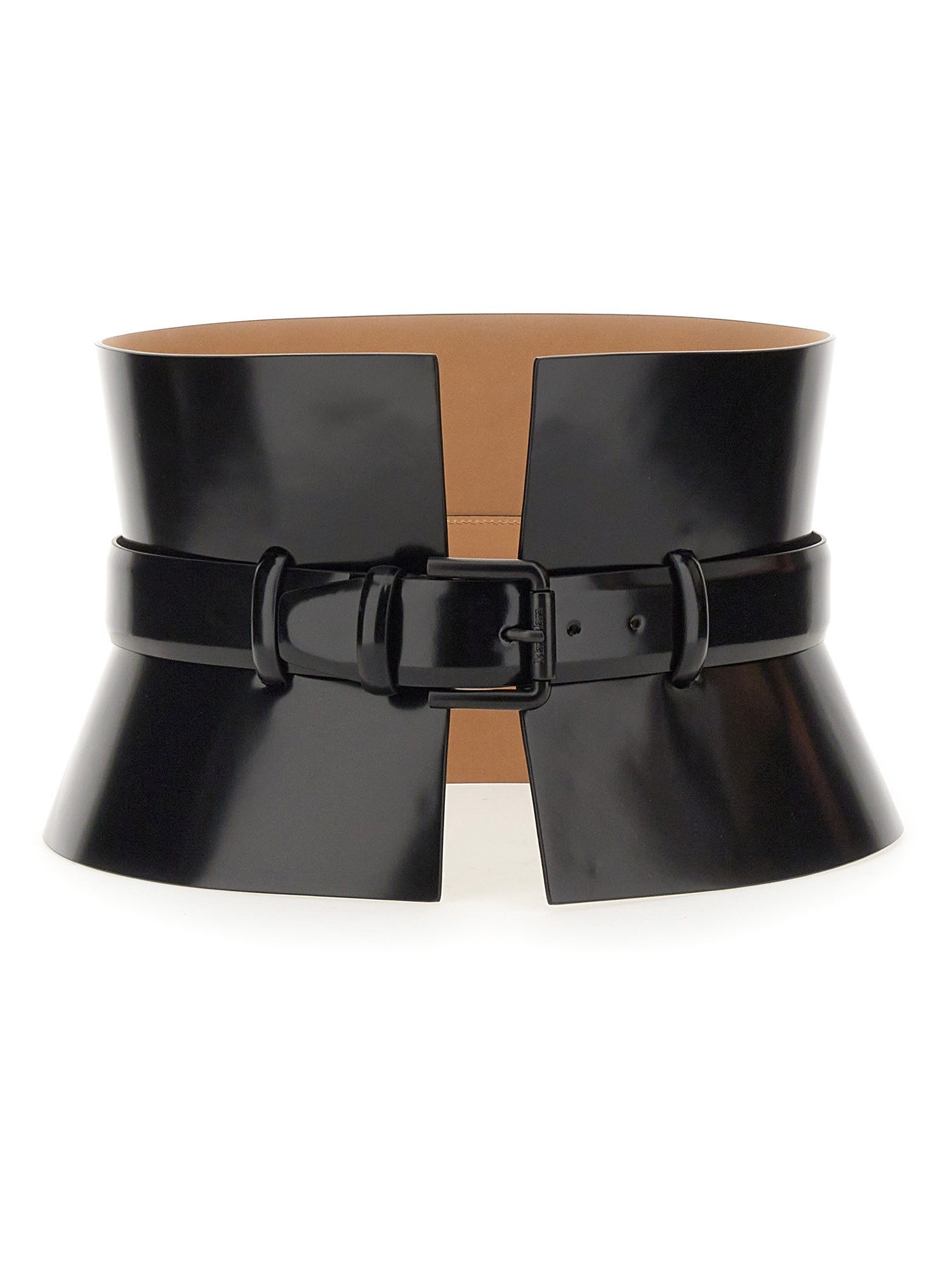 Max Mara Leather Bustier Belt In Black