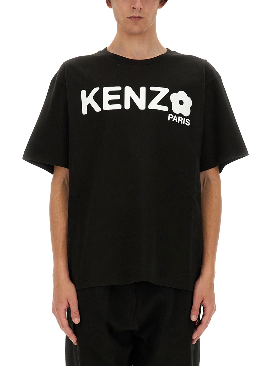 KENZO T-SHIRT IN JERSEY DI COTONE CON STAMPA LOGO