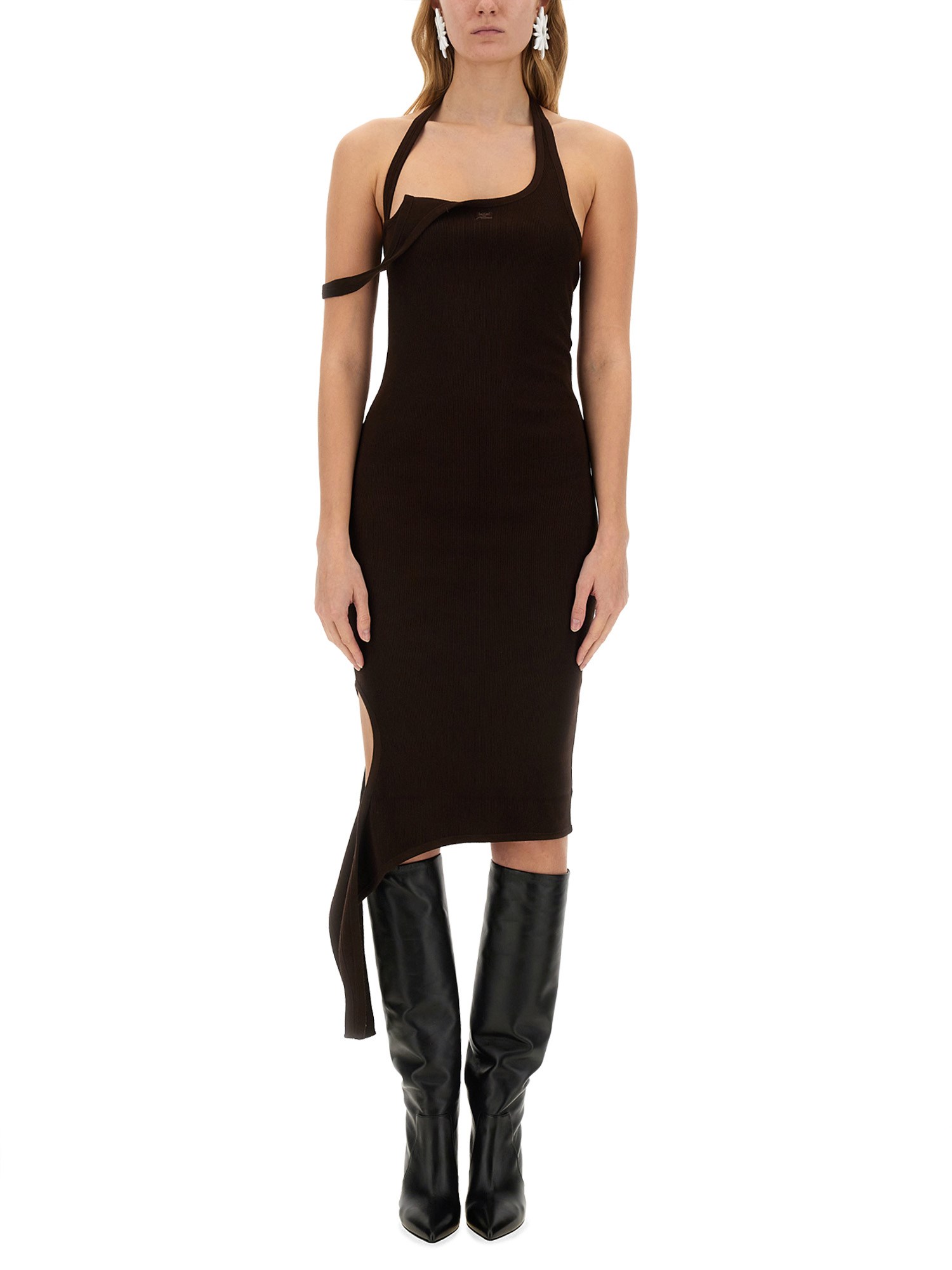 Shop Courrèges "undressed" Dress In Brown