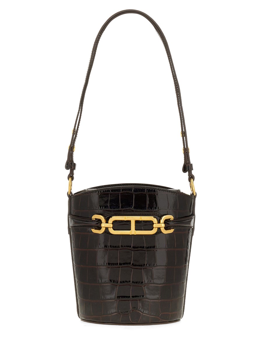 TOM FORD BORSA A SECCHIELLO "WHITNEY" SMALL IN PELLE EFFETTO COCCO