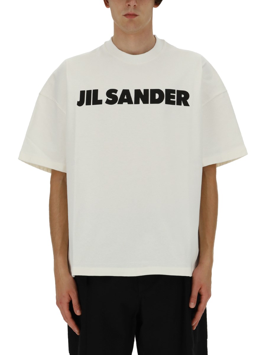 JIL SANDER T-SHIRT CON STAMPA LOGO IN JERSEY DI COTONE