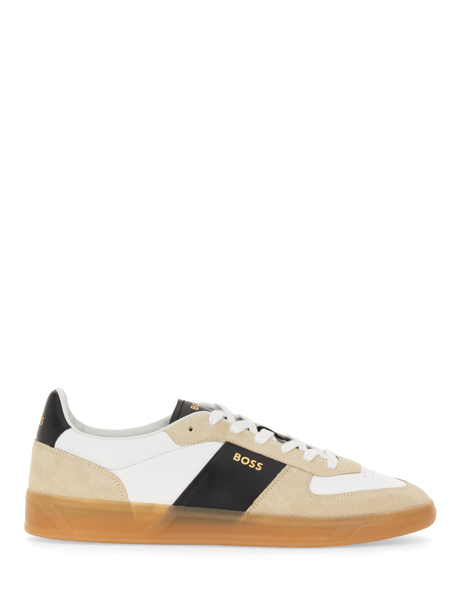 Shop Hugo Boss Sneaker With Logo In Beige