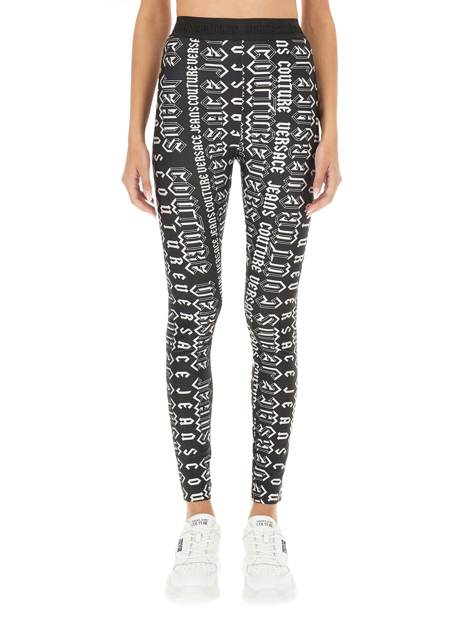 Versace Jeans Couture Leggings With Print In Black