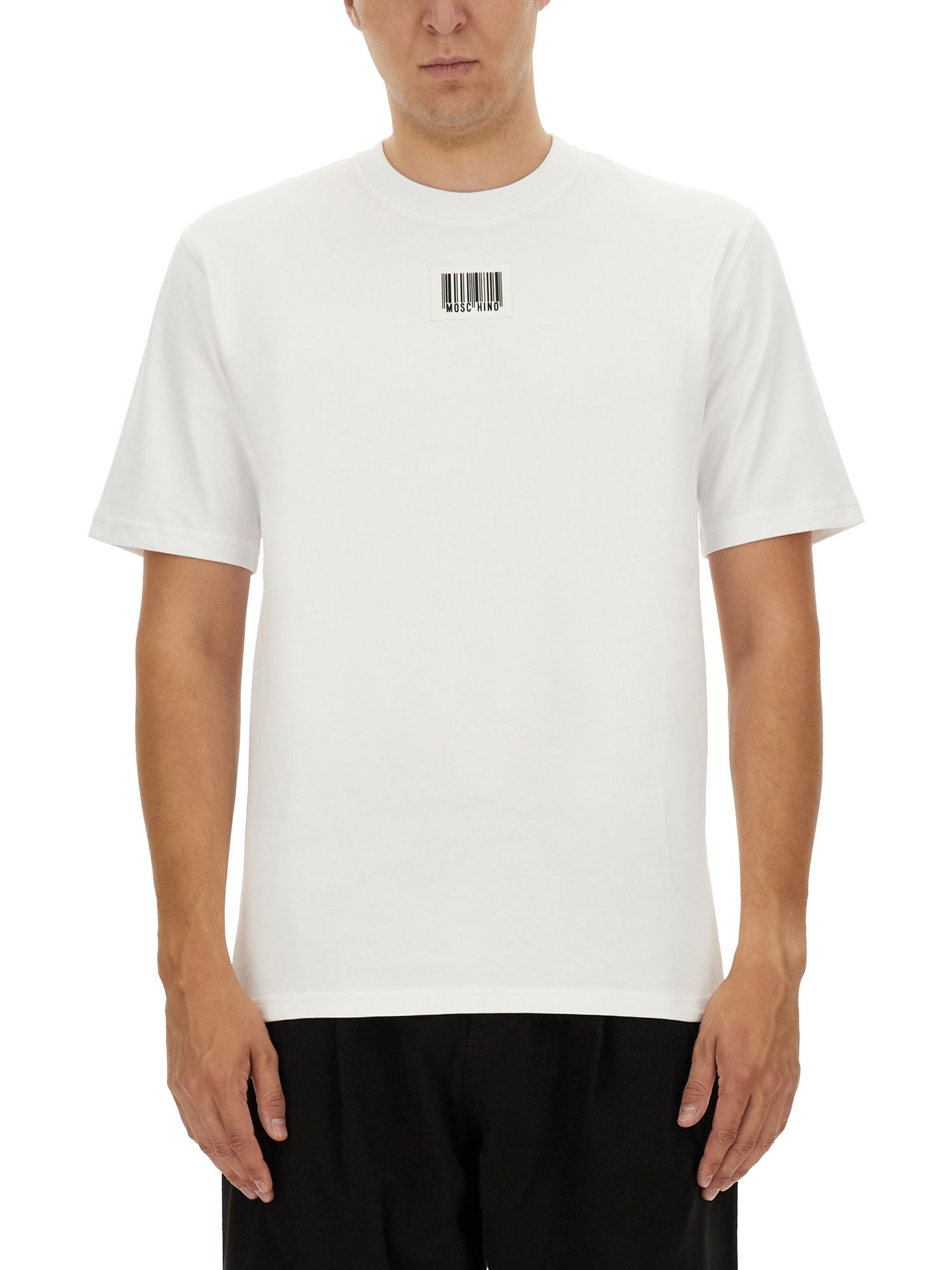 Shop Moschino "barcode" T-shirt In White