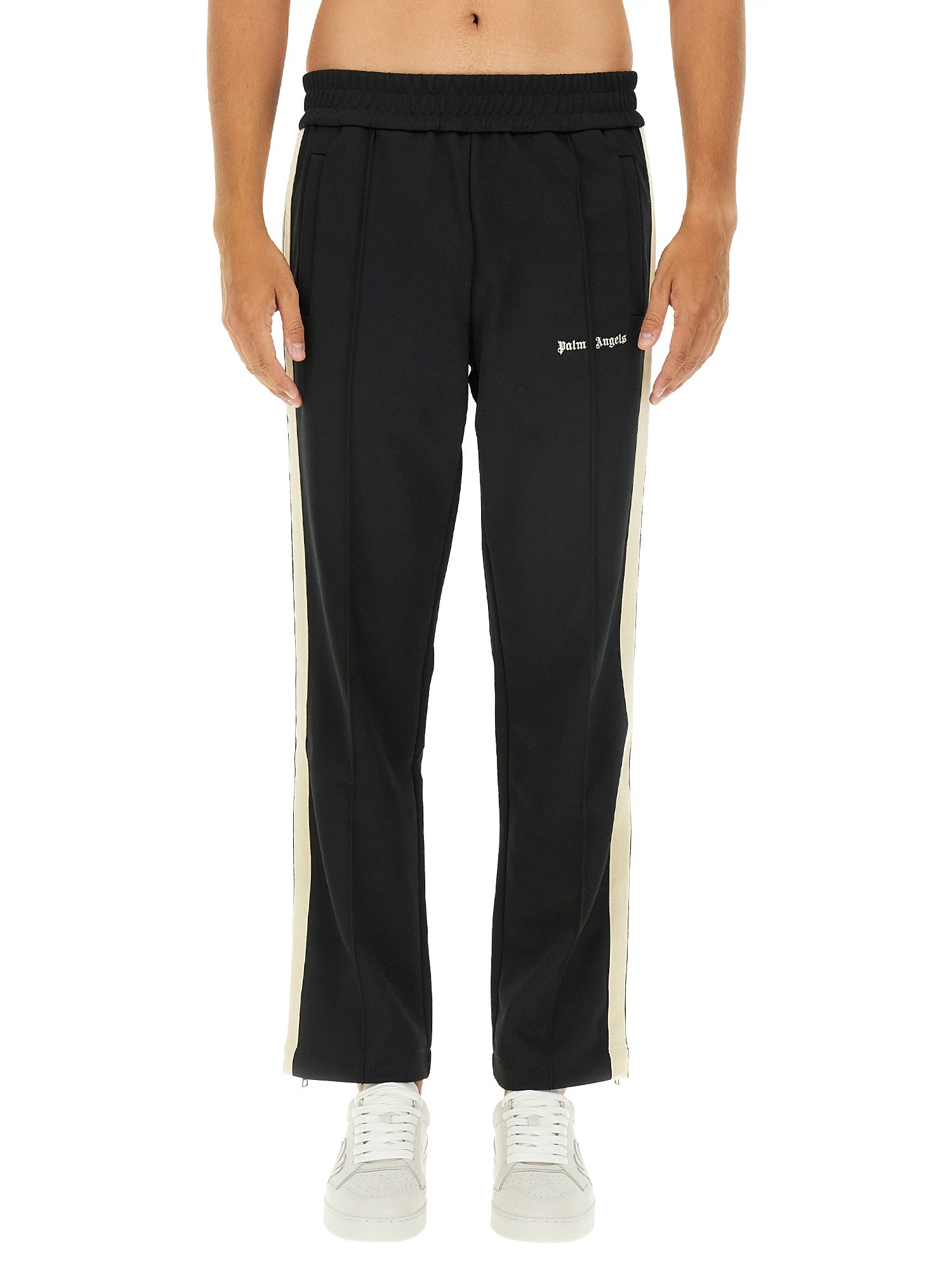 Shop Palm Angels Pants With Logo In Black