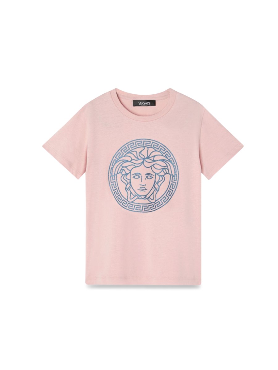 t-shirt jersey + lamimate medusa greca print