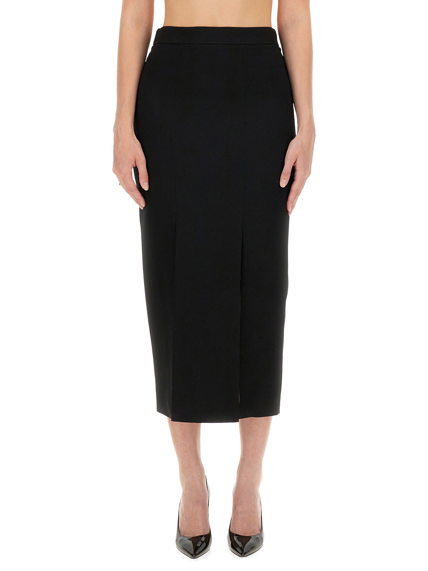 スカート Moschino Enverse Skirt Moschino Front-slit Crepe Midi Skirt In Black | ModeSens