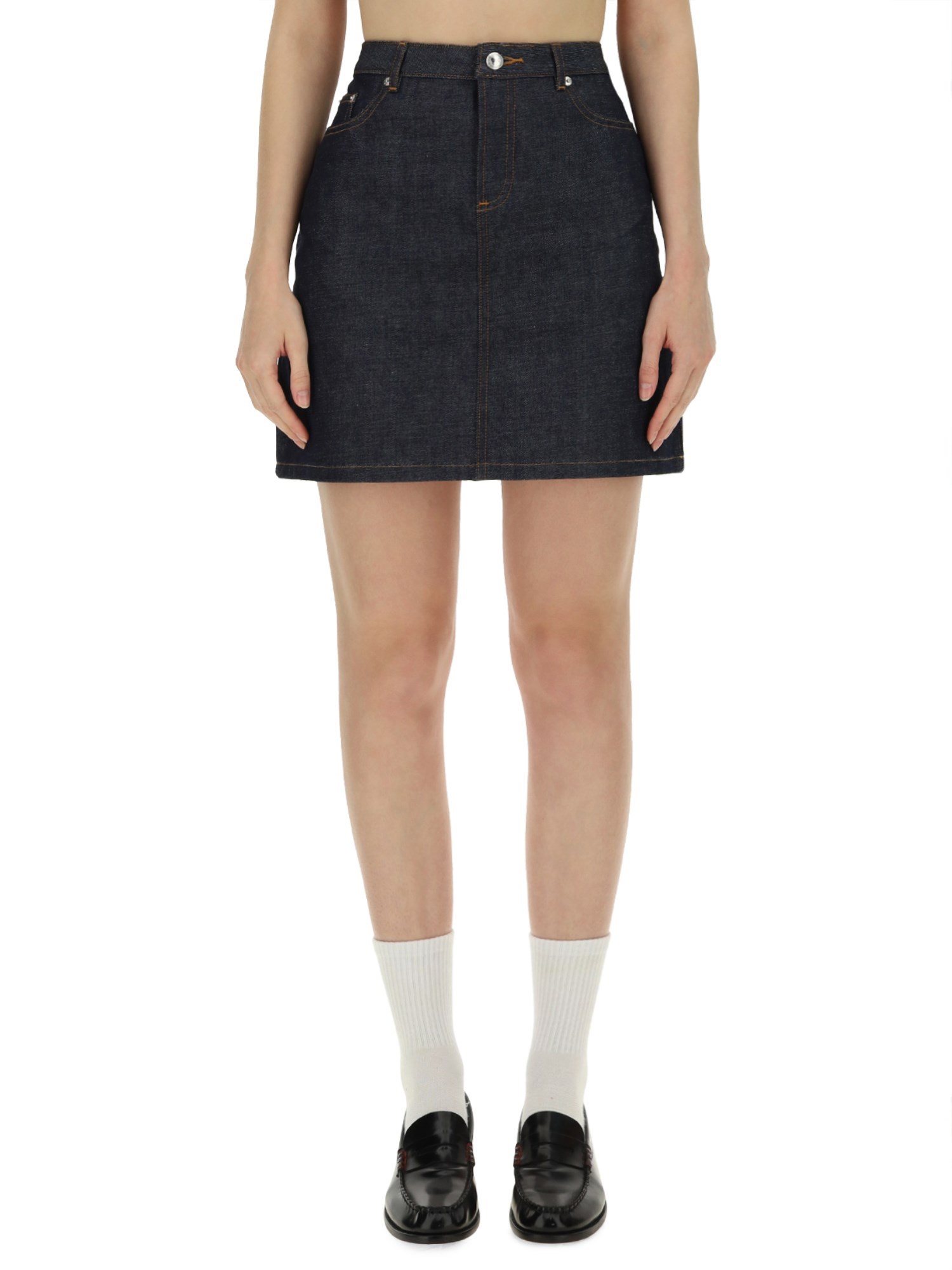 Shop Apc A. P.c. Mini Skirt In Blue