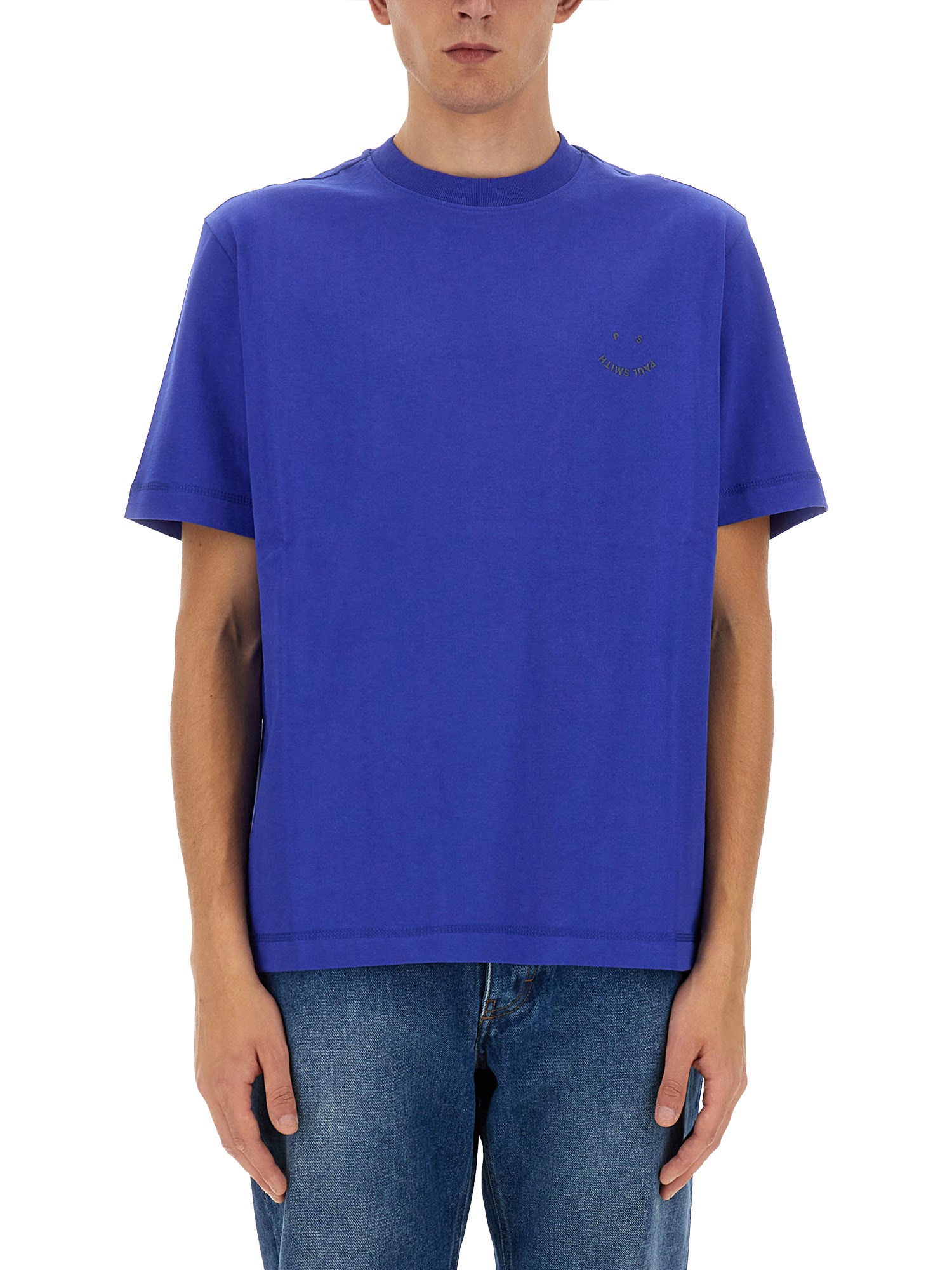 Shop Ps By Paul Smith Happy T-shirt In Blue