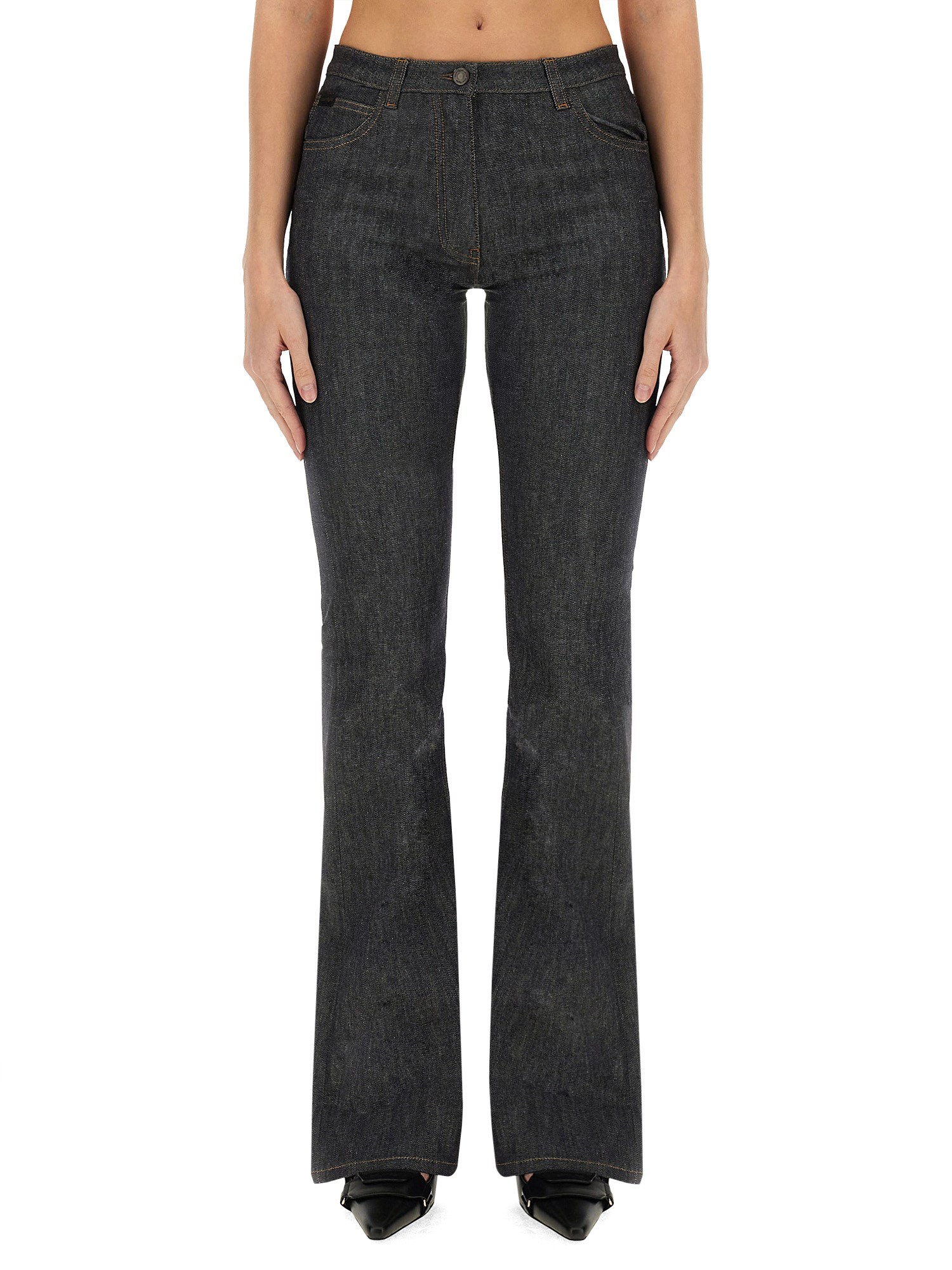 Shop Courrèges Jeans Bootcut In Grey