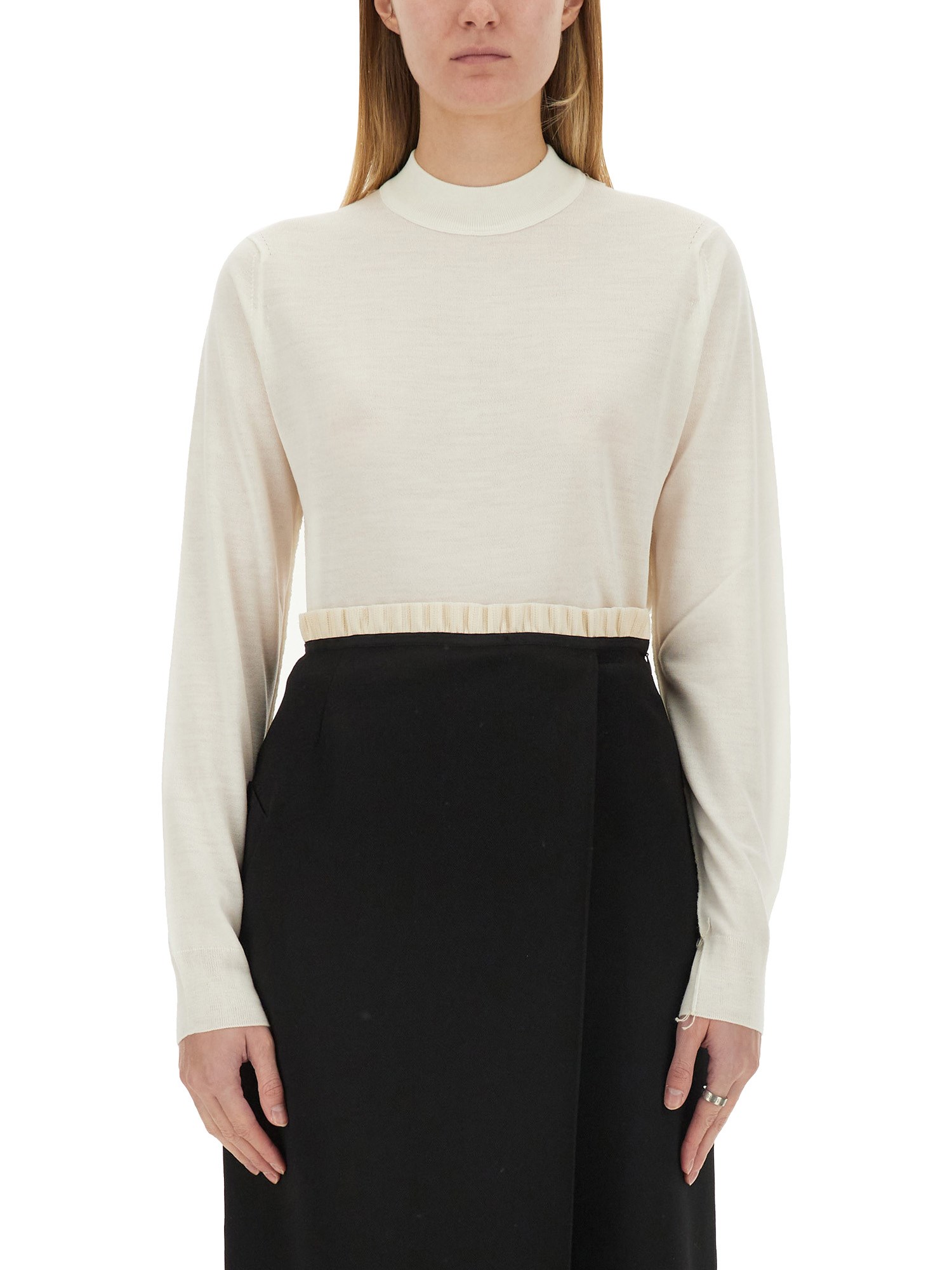 Shop Maison Margiela Wool Jersey. In Ivory