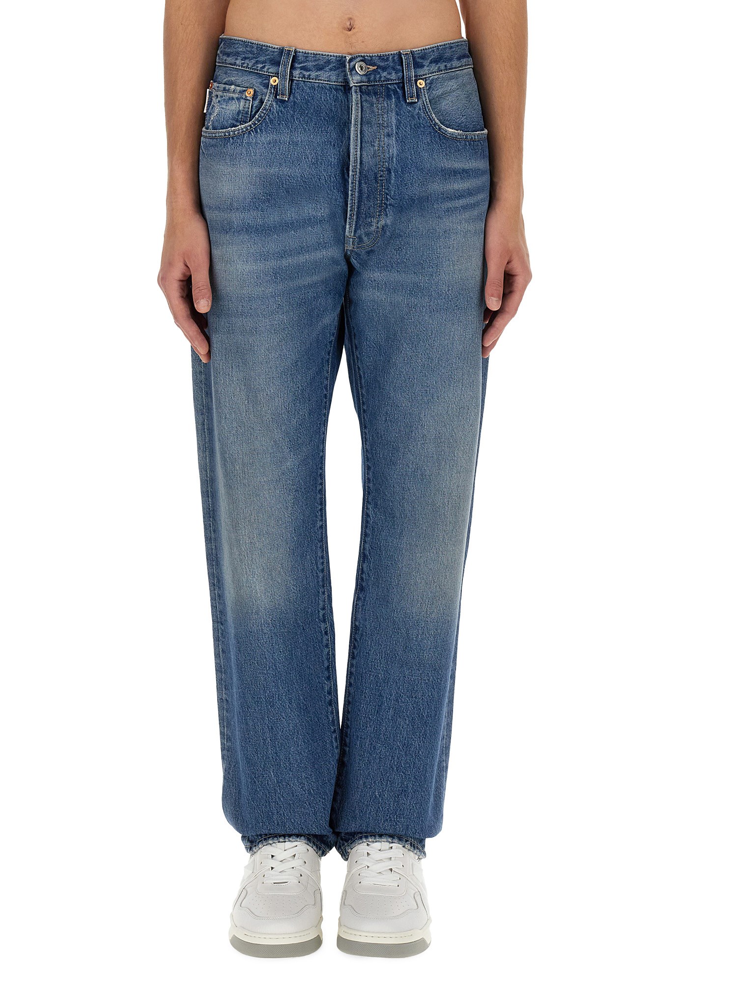 Valentino Blue Washed-effect Denim Jeans In Blue