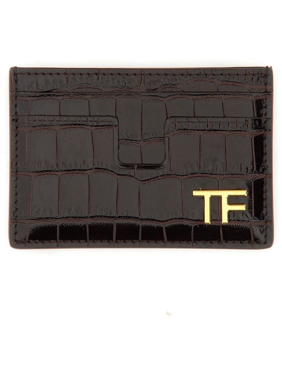 TOM FORD PORTA CARTE IN PELLE CON LOGO