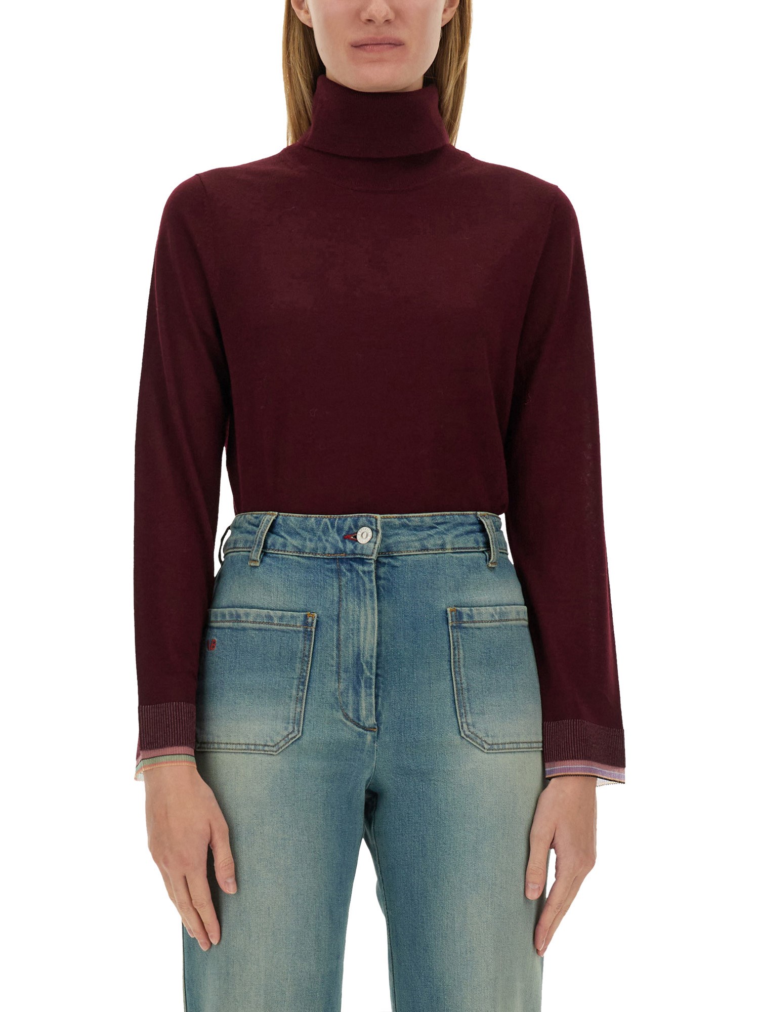 Shop Ps By Paul Smith Turtleneck Shirt In Bordeaux