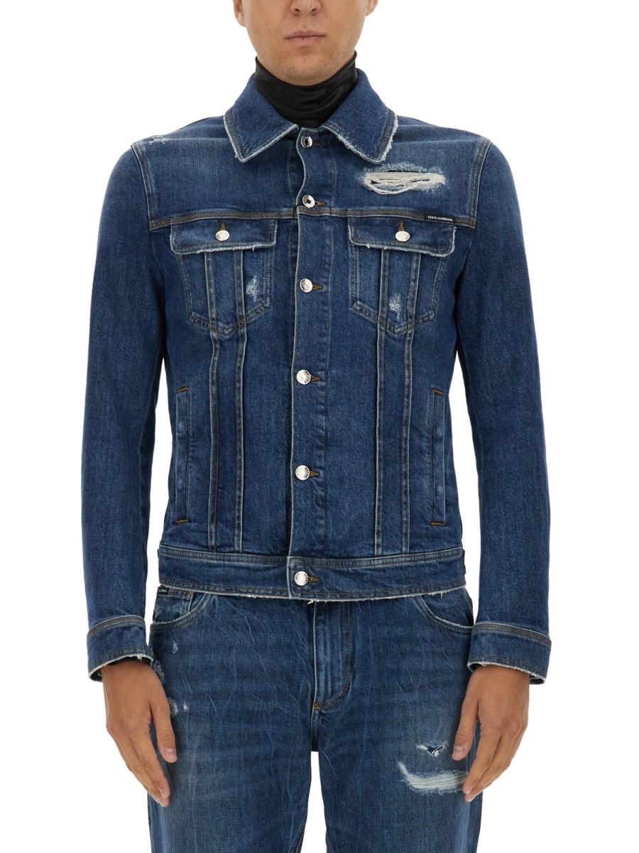 DOLCE & GABBANA GIUBBOTTO IN DENIM STRETHC