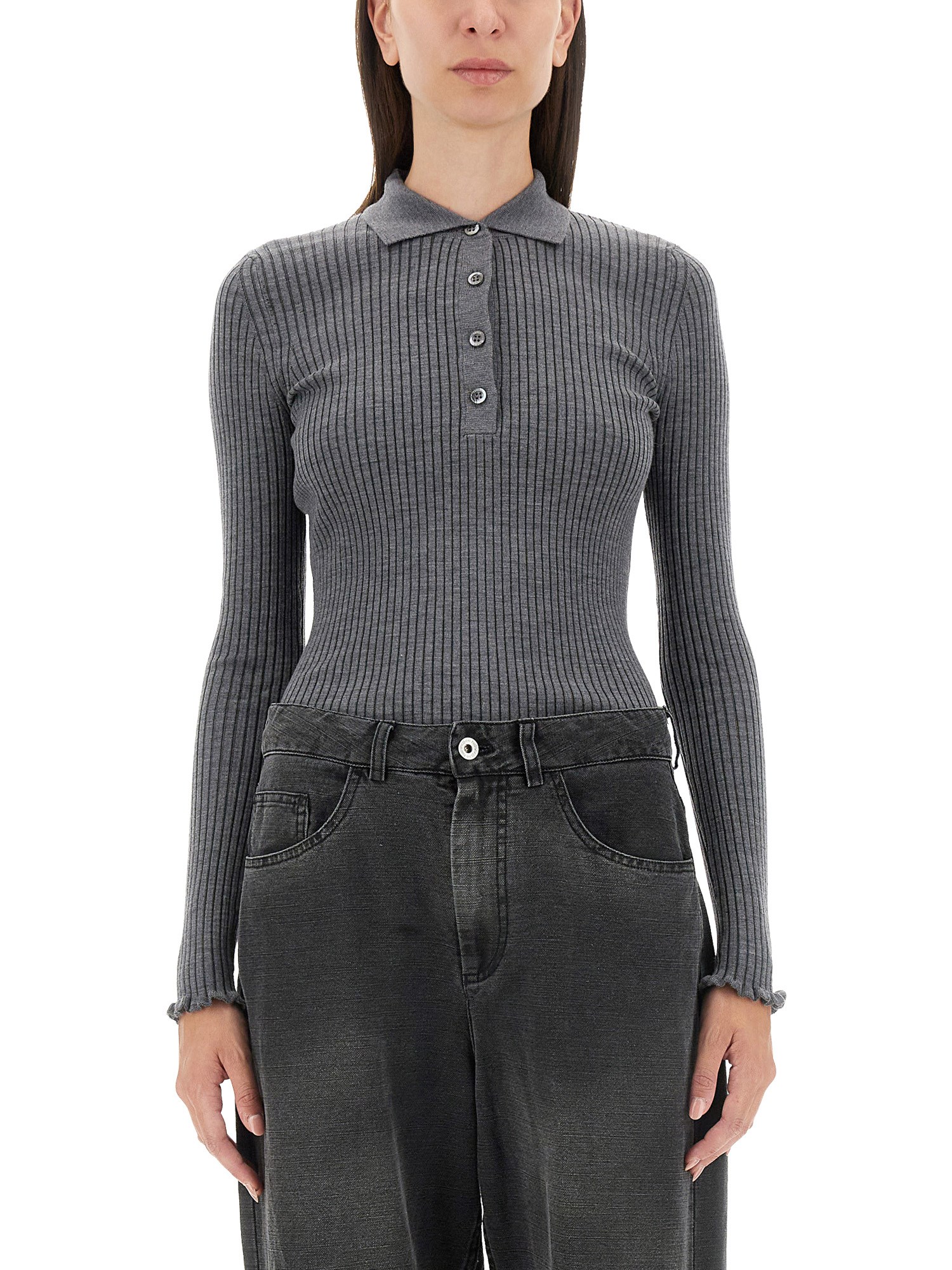 Shop Aspesi Wool Jersey. In Grey