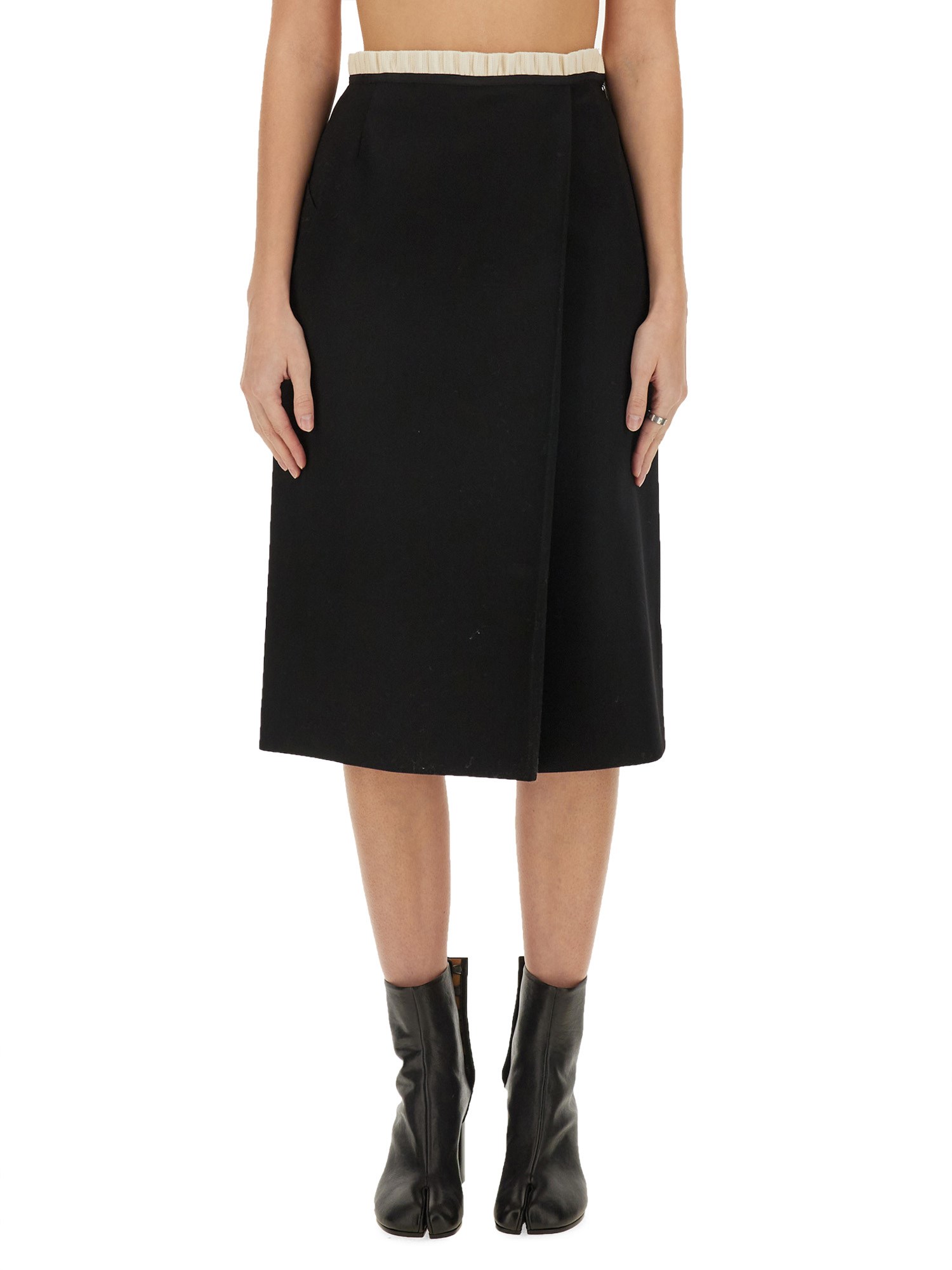 Shop Maison Margiela Wool Skirt In Black