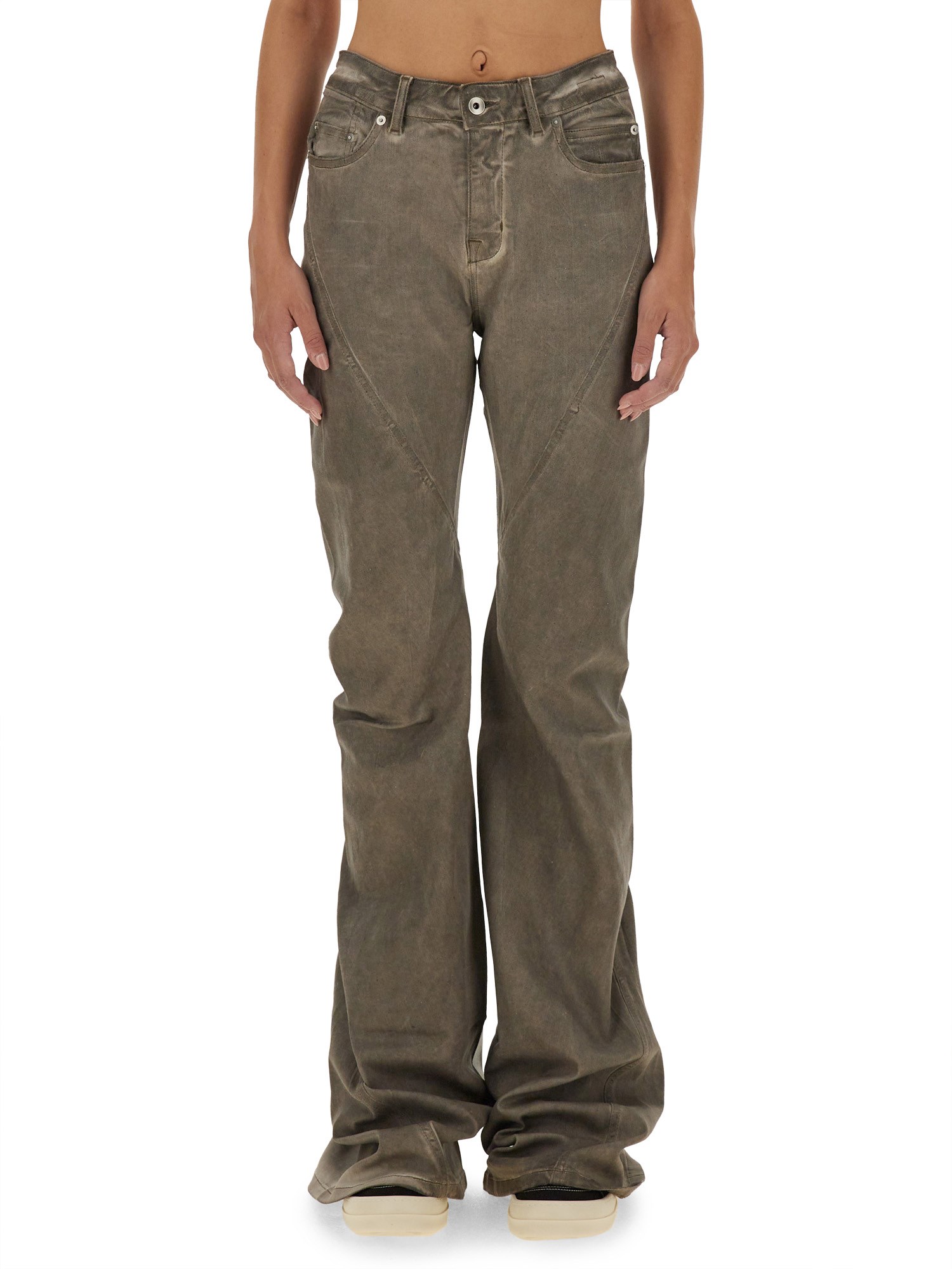 Rick Owens Drkshdw Drkshdw By Rick Owens Bootcut Denim Pants In Beige