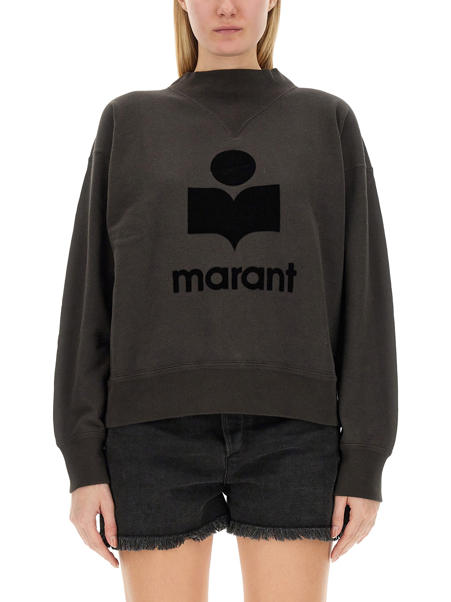 Isabel Marant Étoile Moby Sweatshirt With Flocked Logo In Black