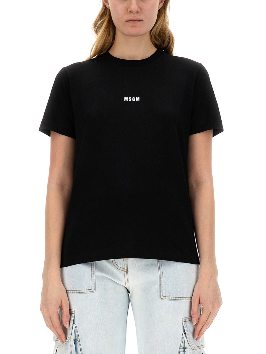 MSGM T-SHIRT IN JERSEY DI COTONE CON MICRO LOGO