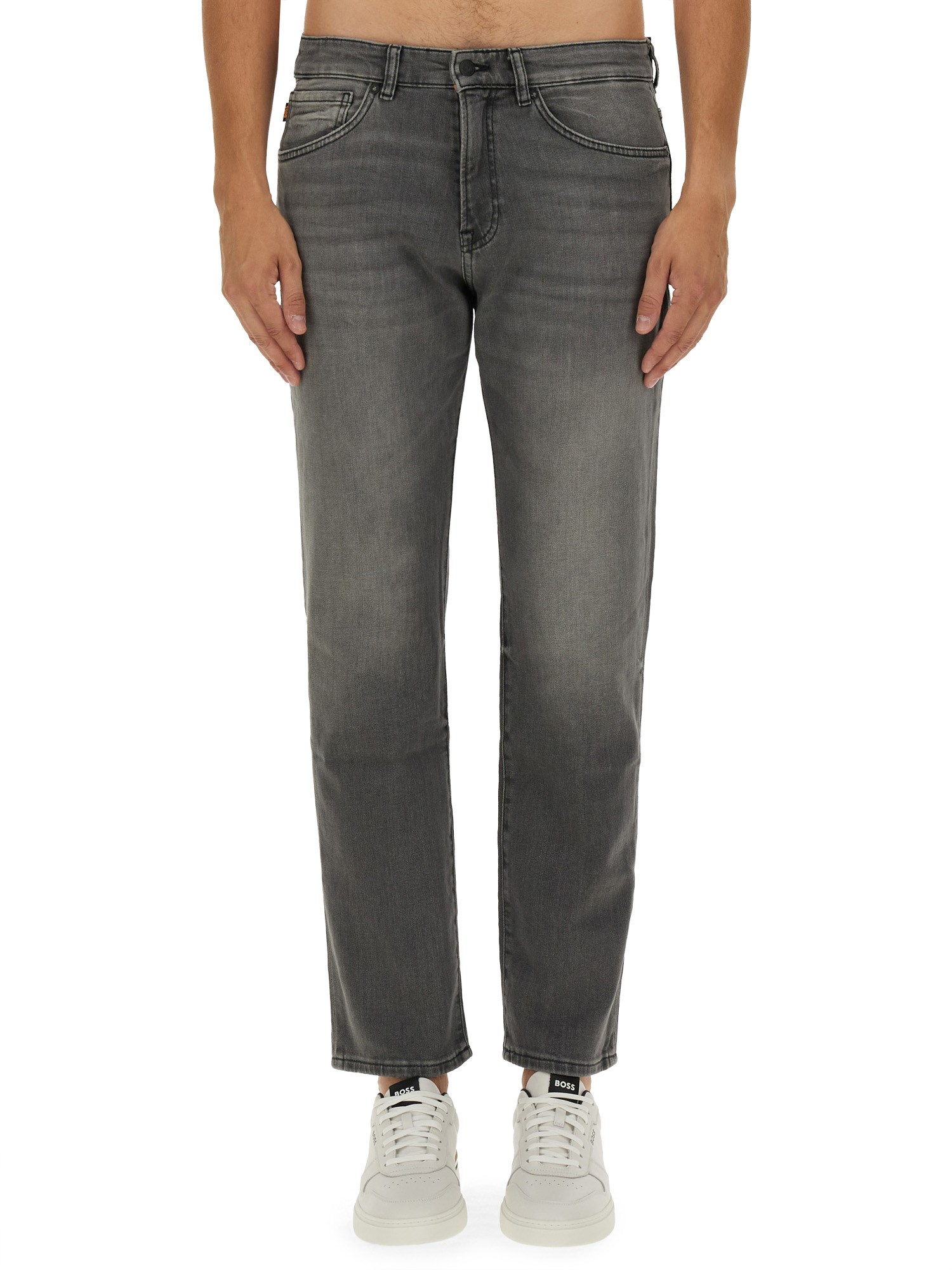 Shop Hugo Boss Regular Fit Jeans In Grey