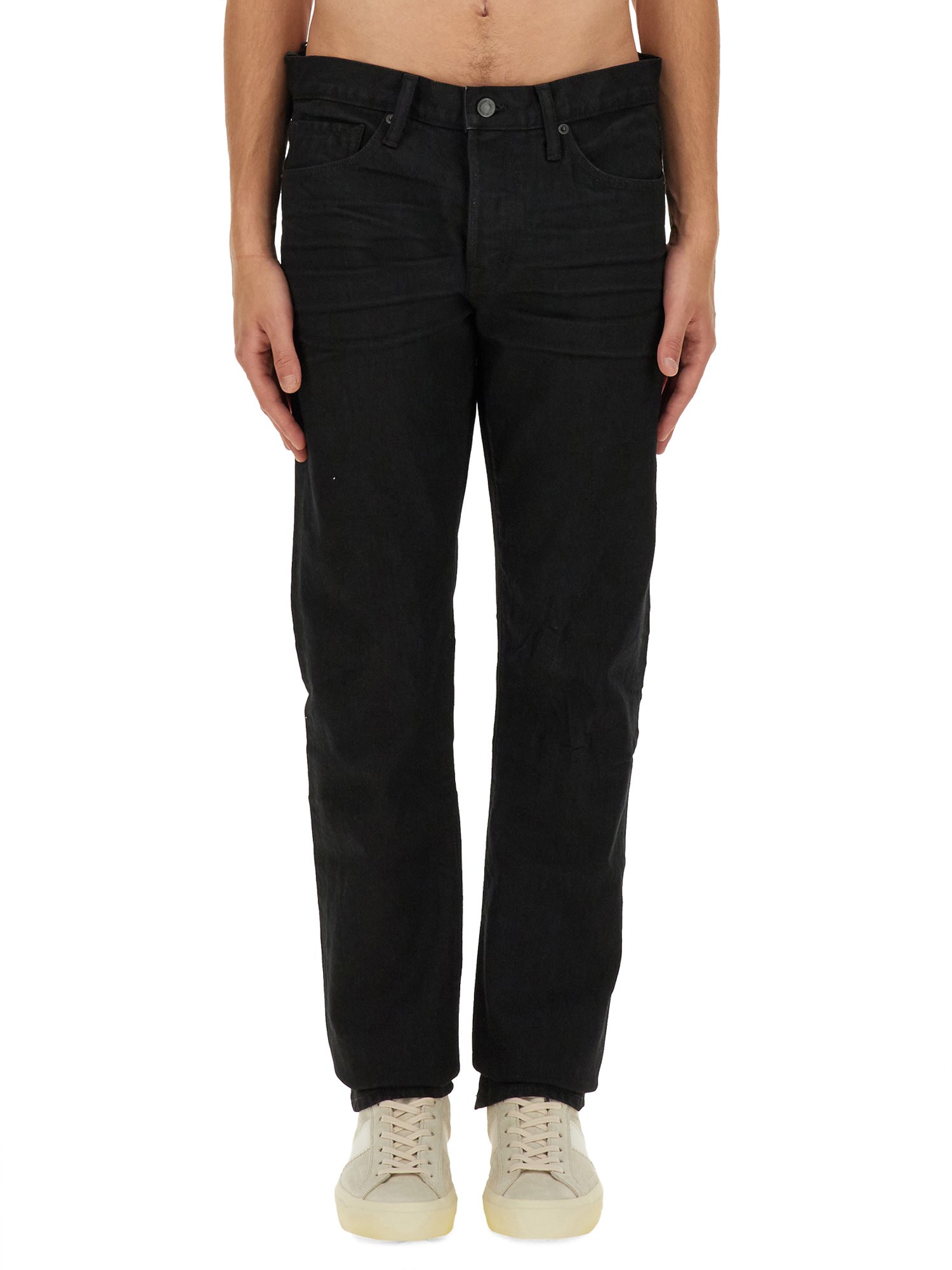 Tom Ford Straight Leg Denim Jeans With Belt Loops In Blue