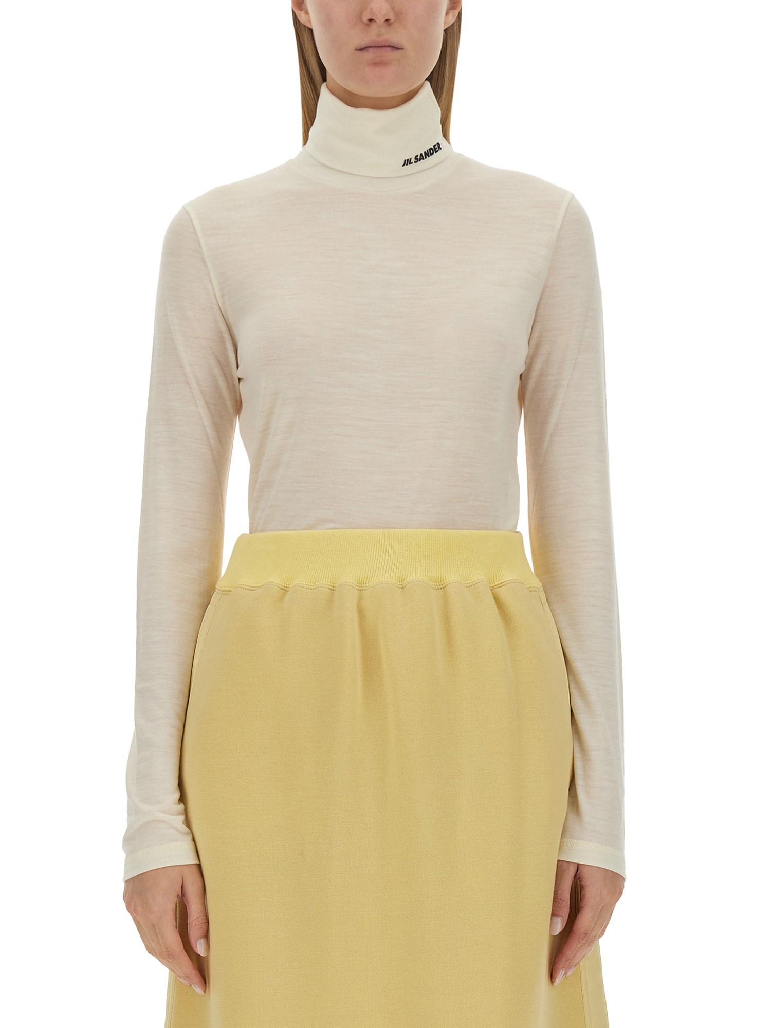 Shop Jil Sander Turtleneck Shirt In Ivory