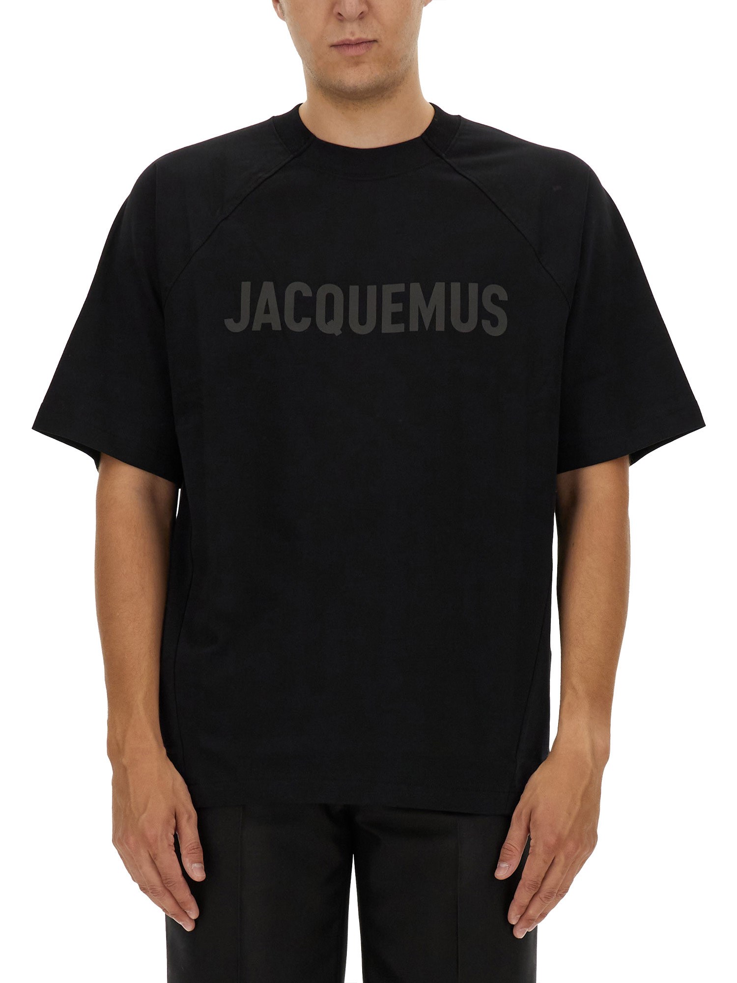 Shop Jacquemus Typo T-shirt In Black